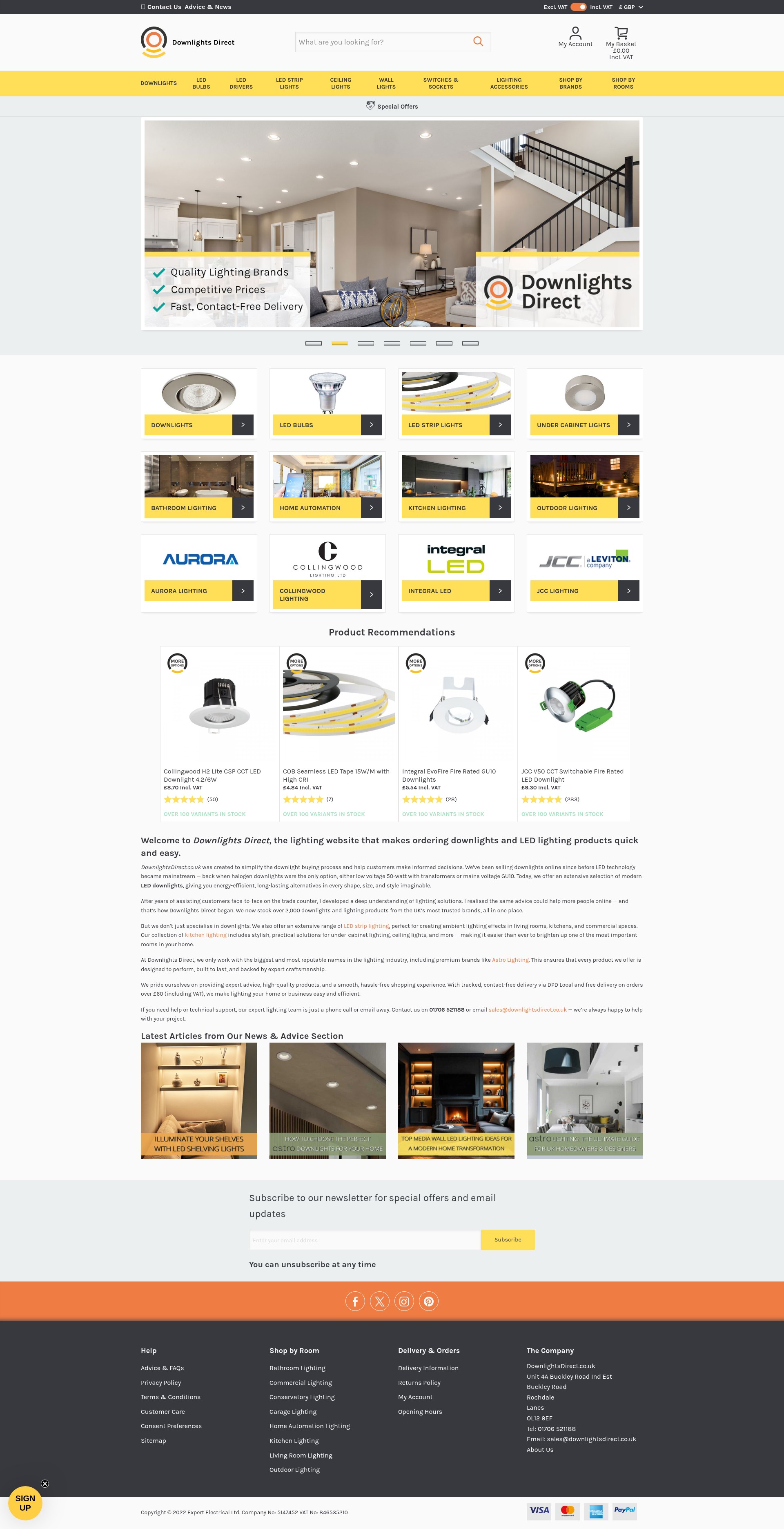 Screenshot of downlightsdirect.co.uk