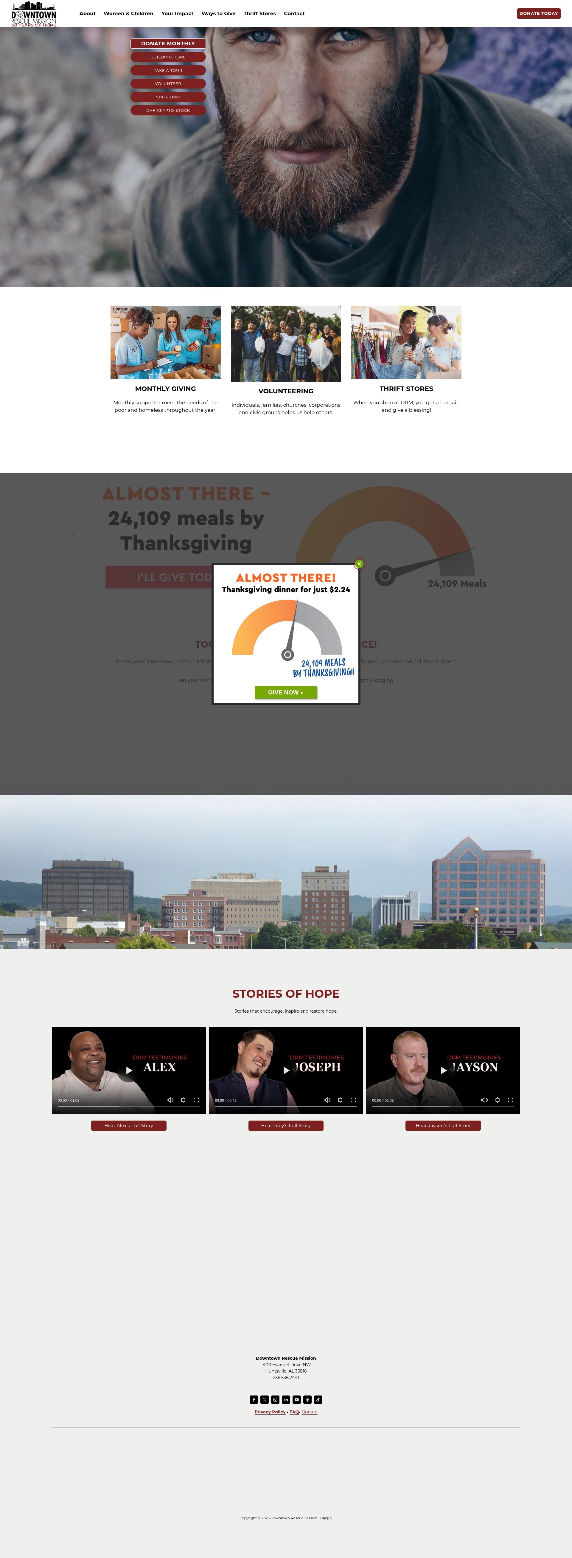 Screenshot of downtownrescuemission.org