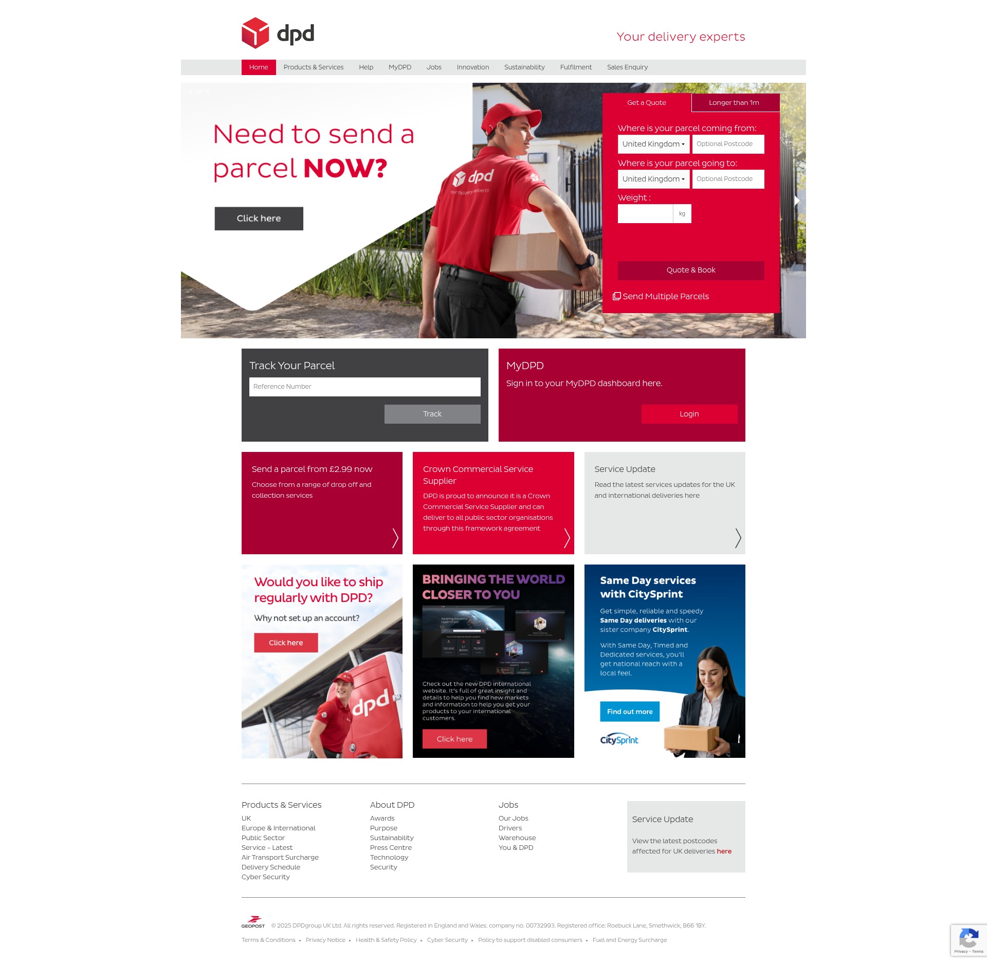 Screenshot of dpd.co.uk