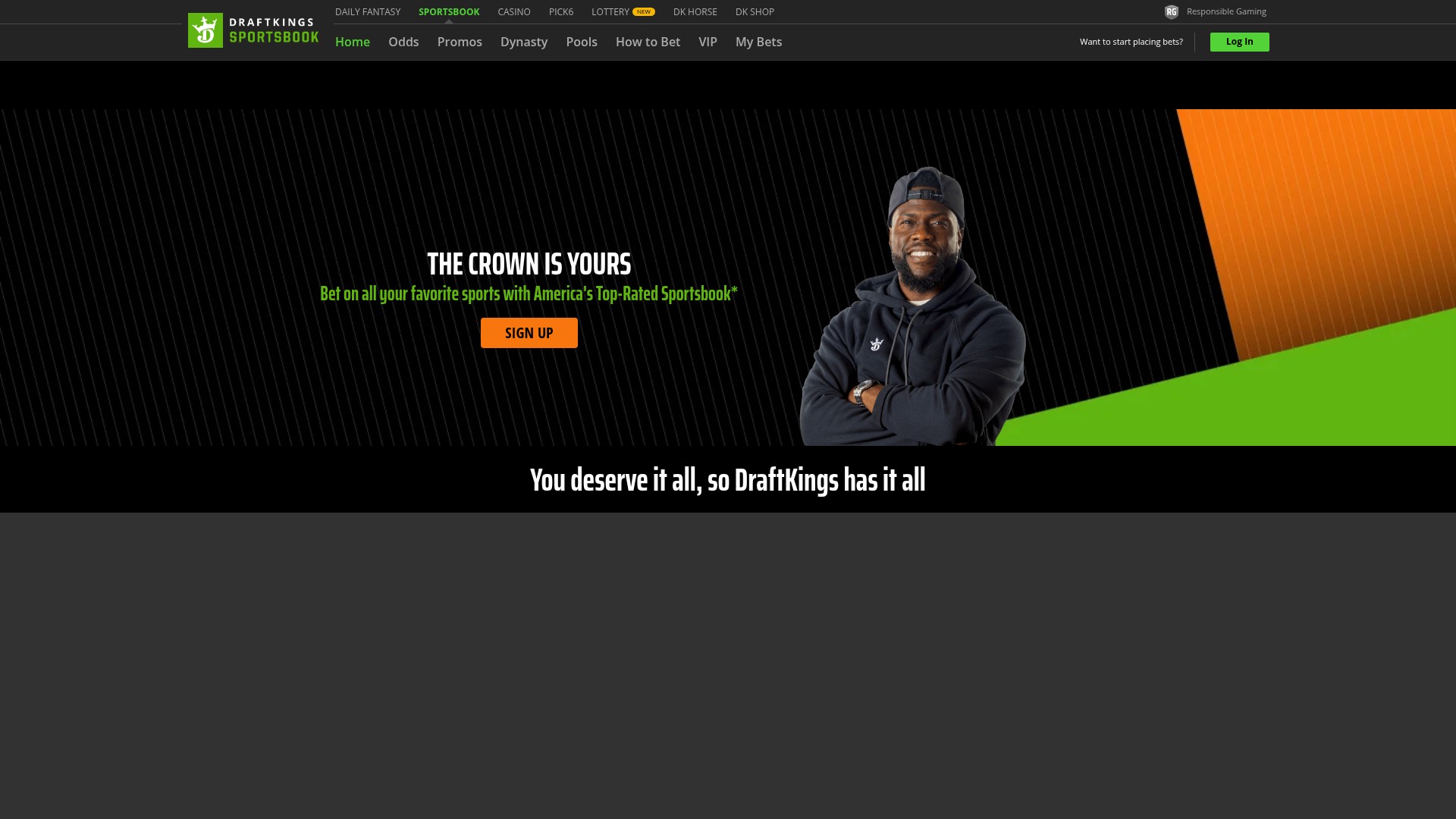 Screenshot of draftkings.com