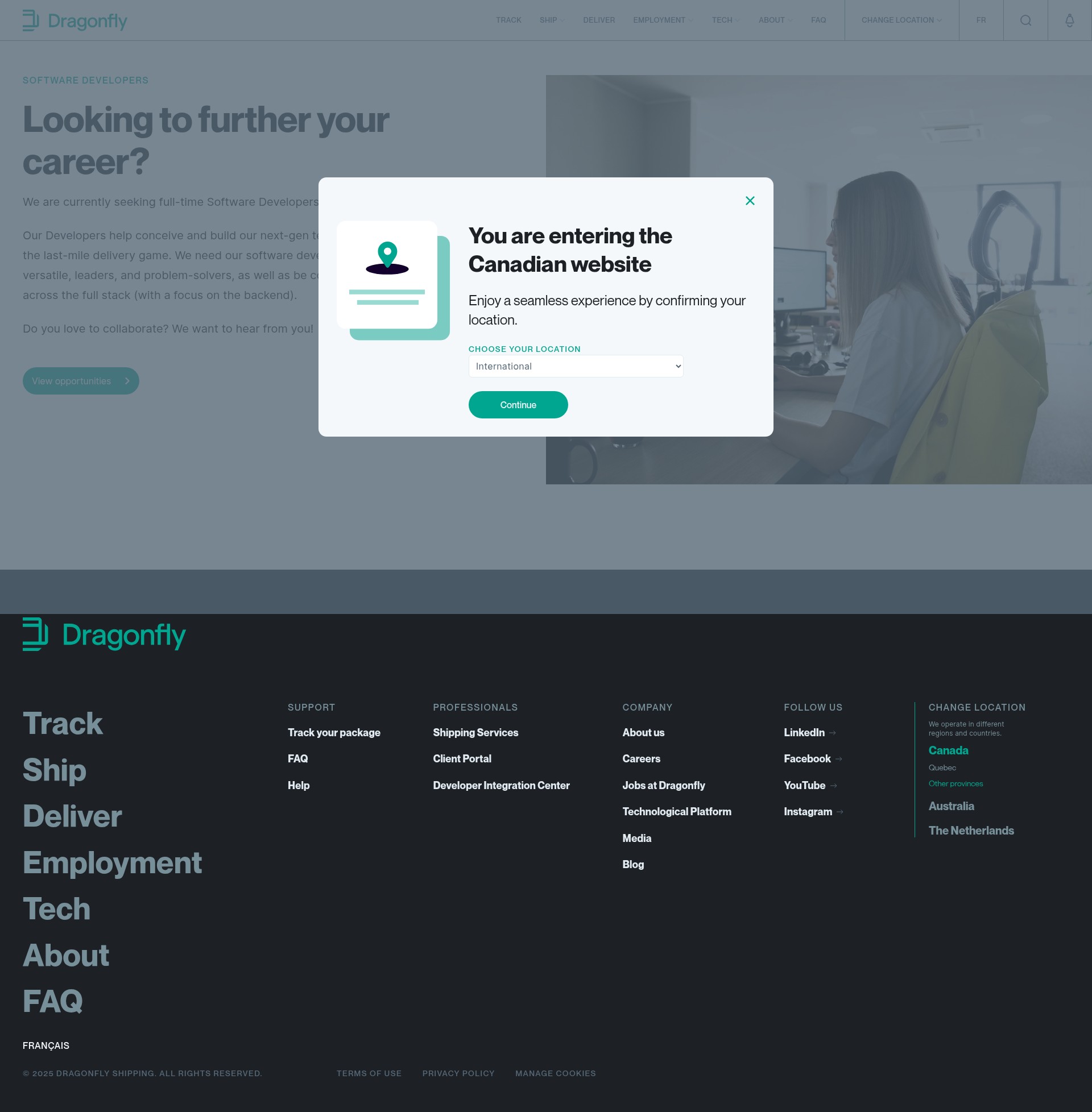 Screenshot of dragonflyshipping.ca