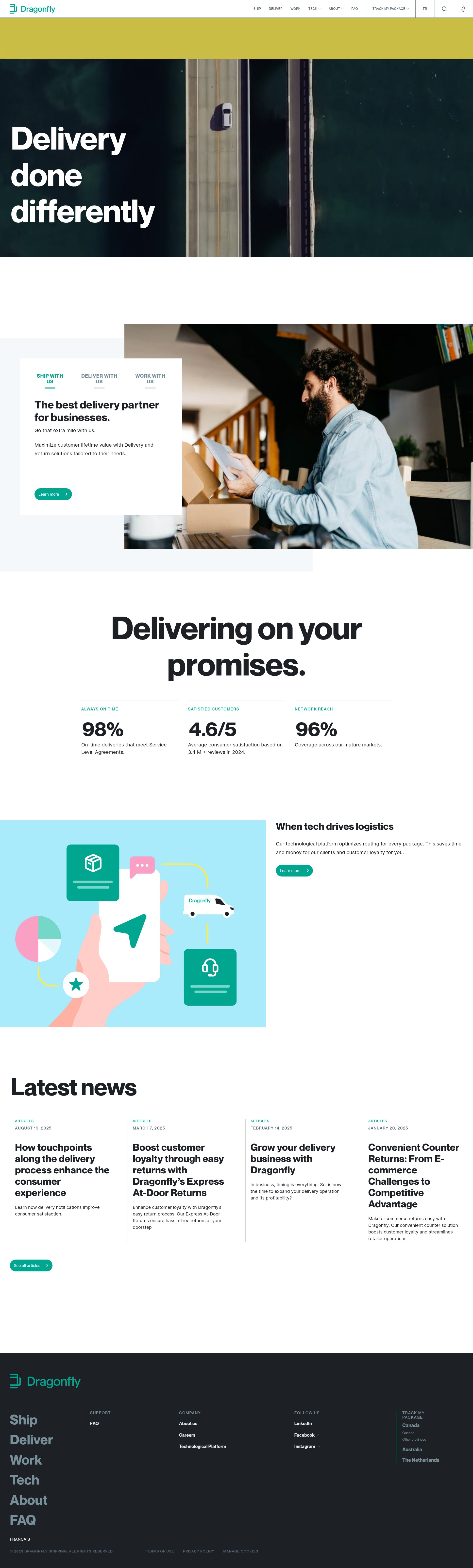 Screenshot of dragonflyshipping.com