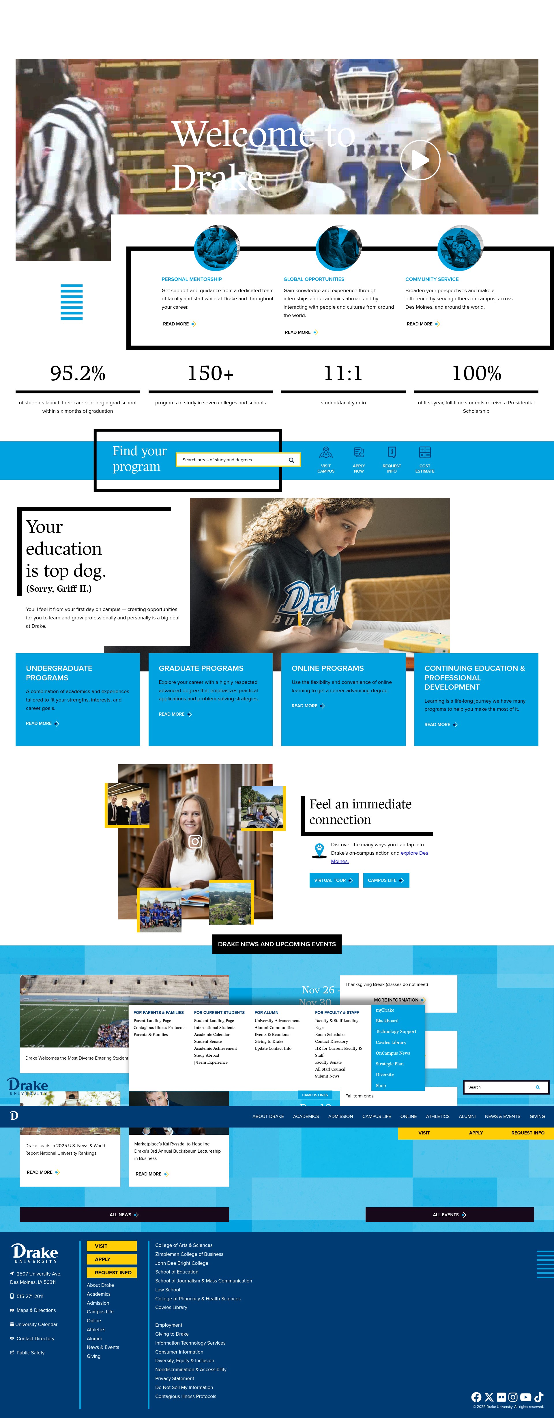 Screenshot of drake.edu