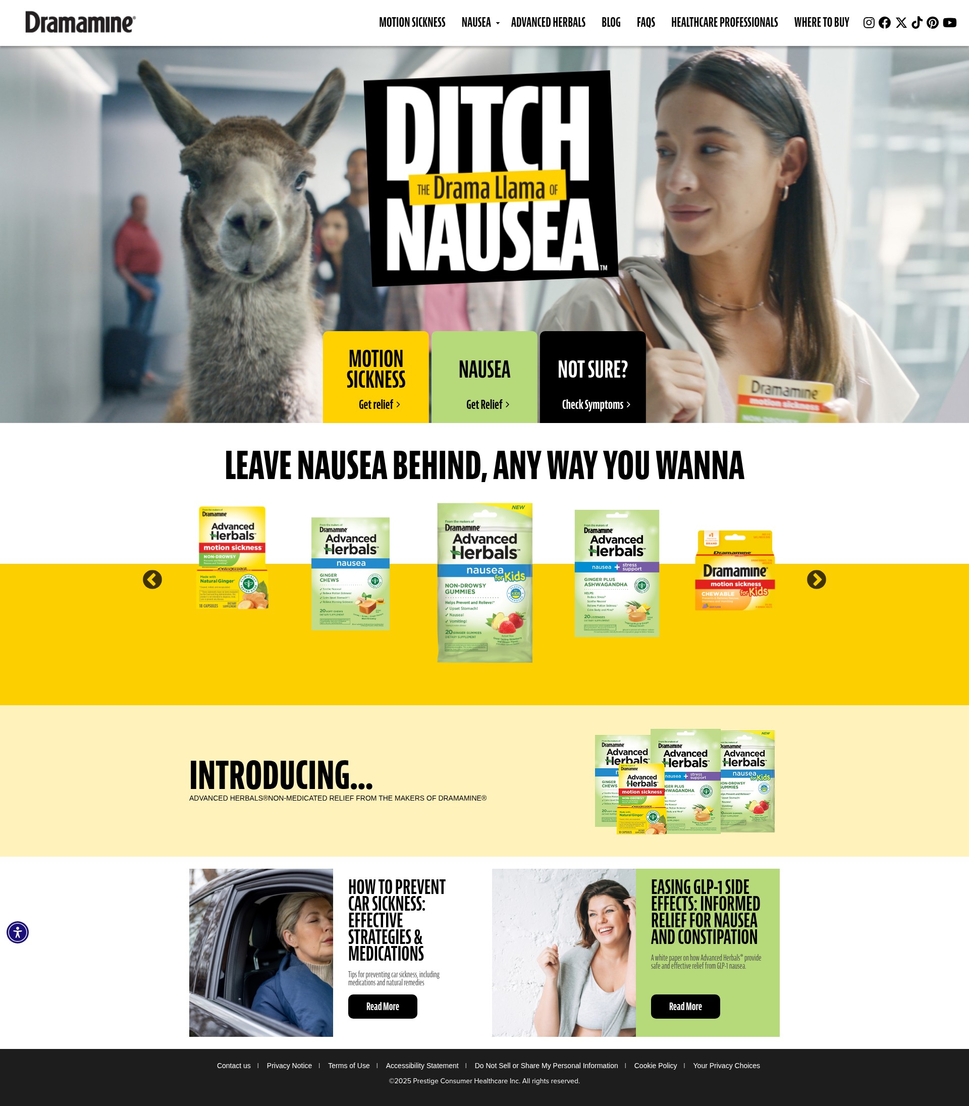 Screenshot of dramamine.com