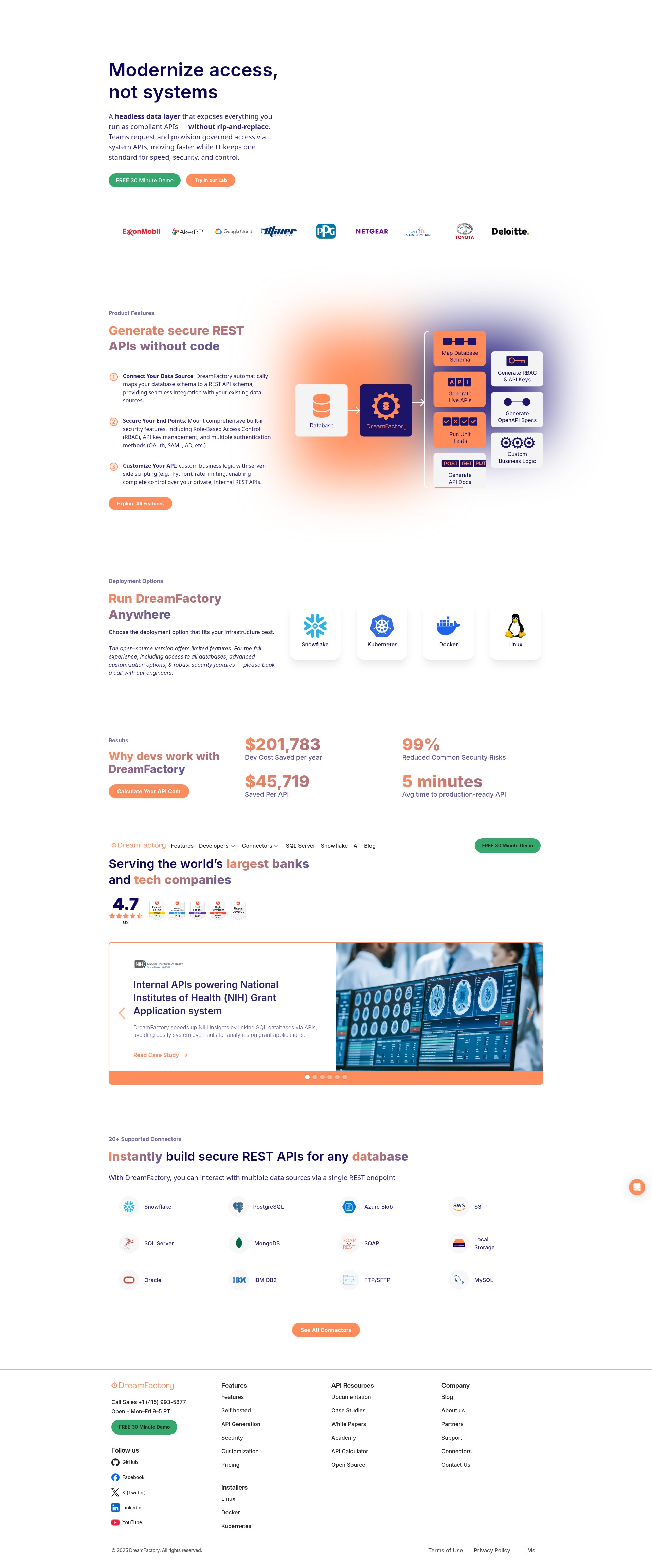 Screenshot of dreamfactory.com