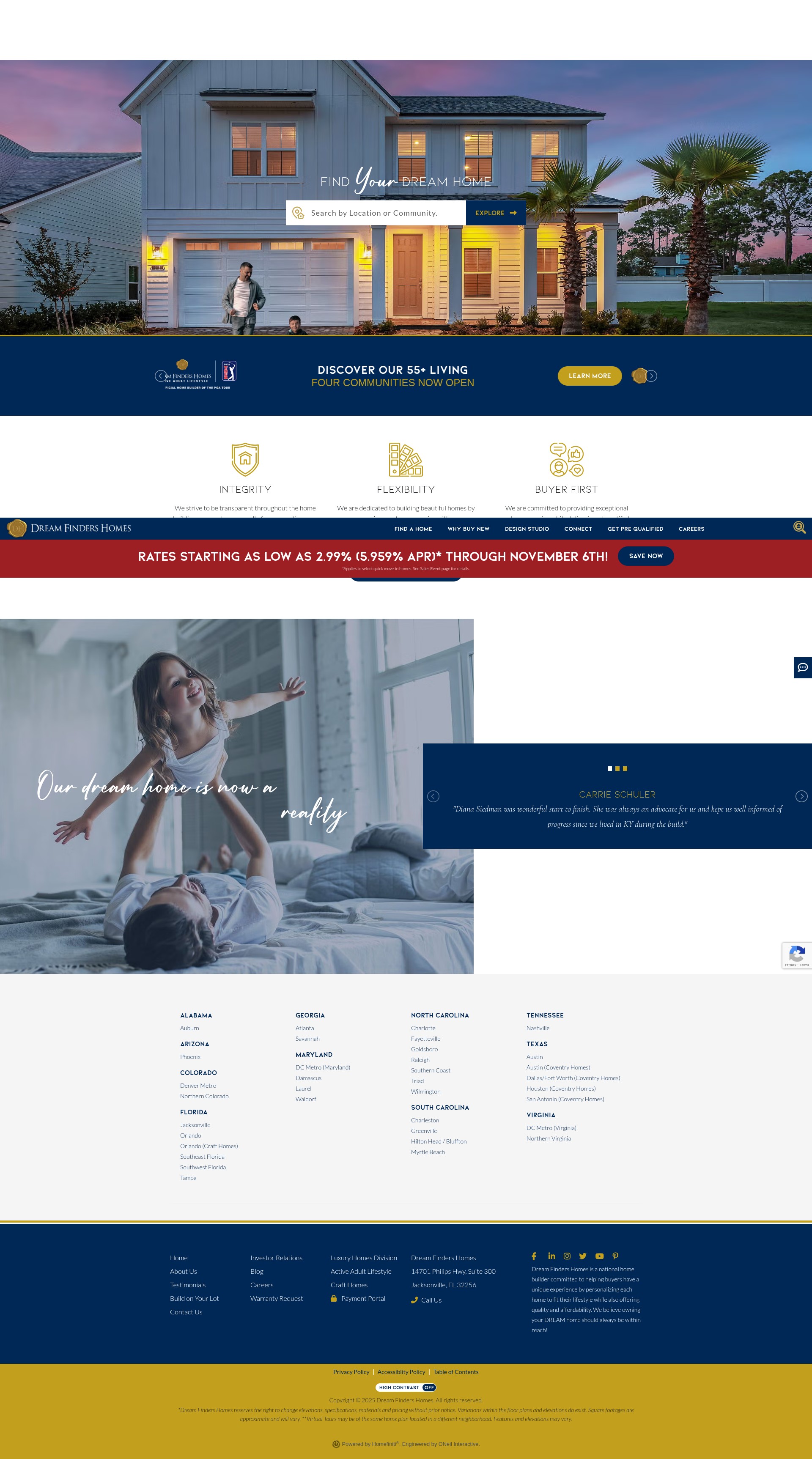Screenshot of dreamfindershomes.com
