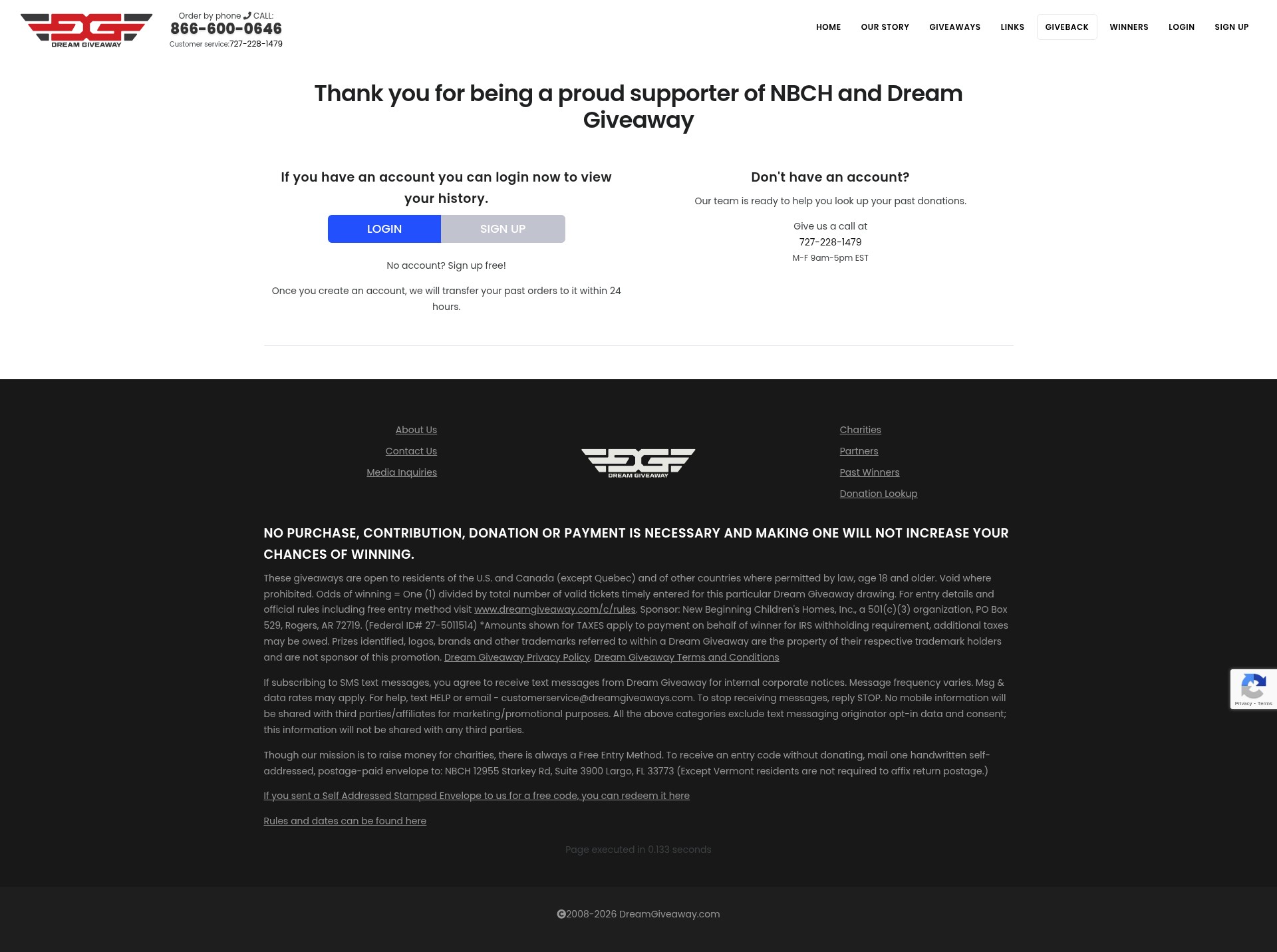 Screenshot of dreamgiveaway.com