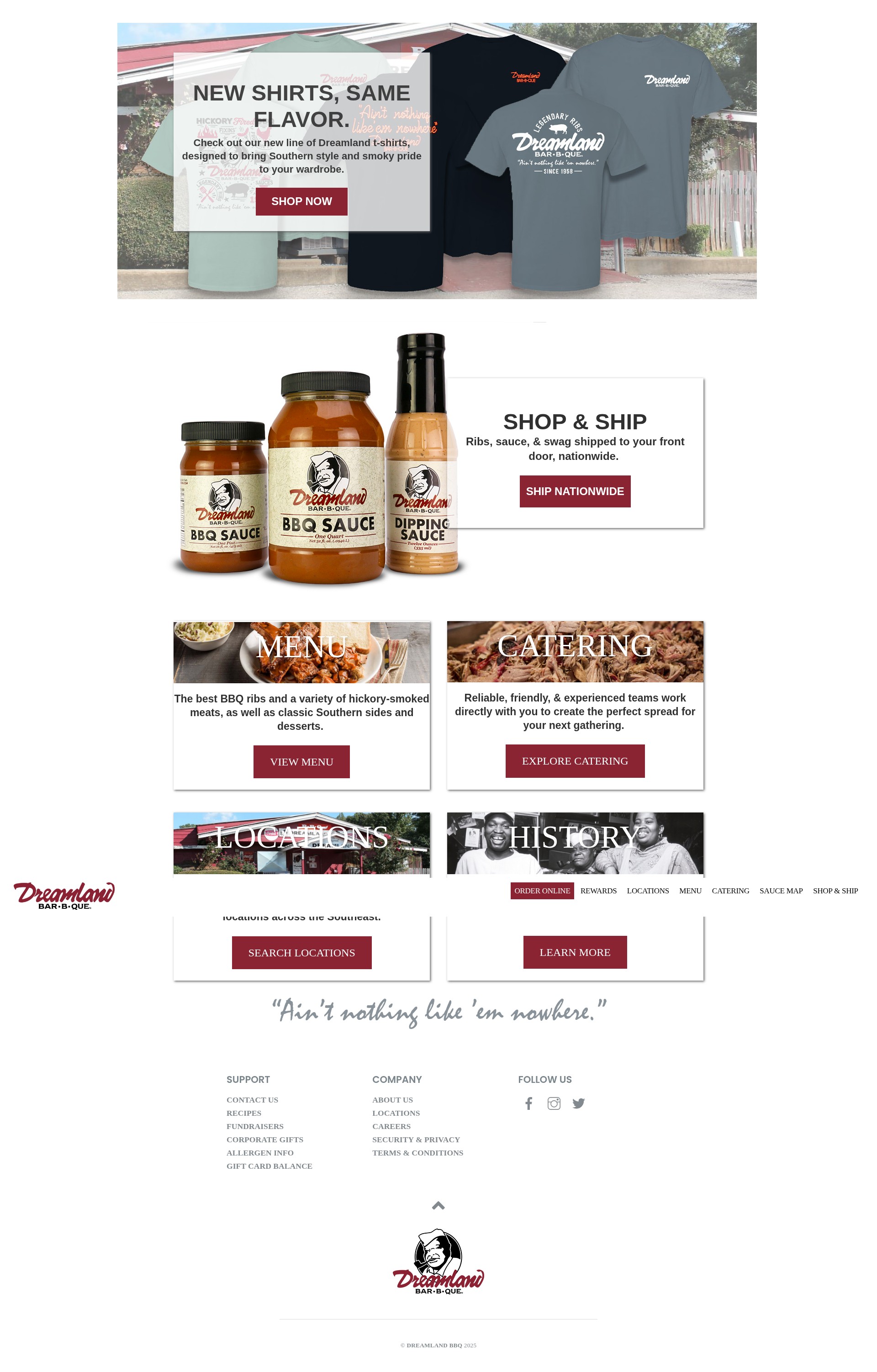 Screenshot of dreamlandbbq.com