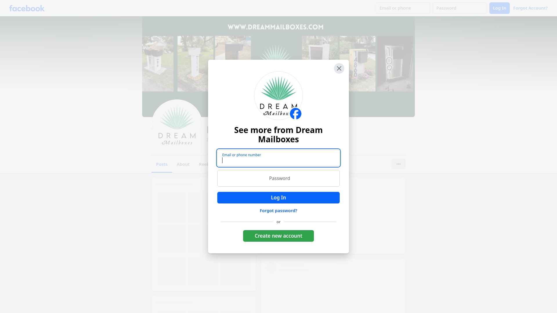 Screenshot of dreammailboxes.com