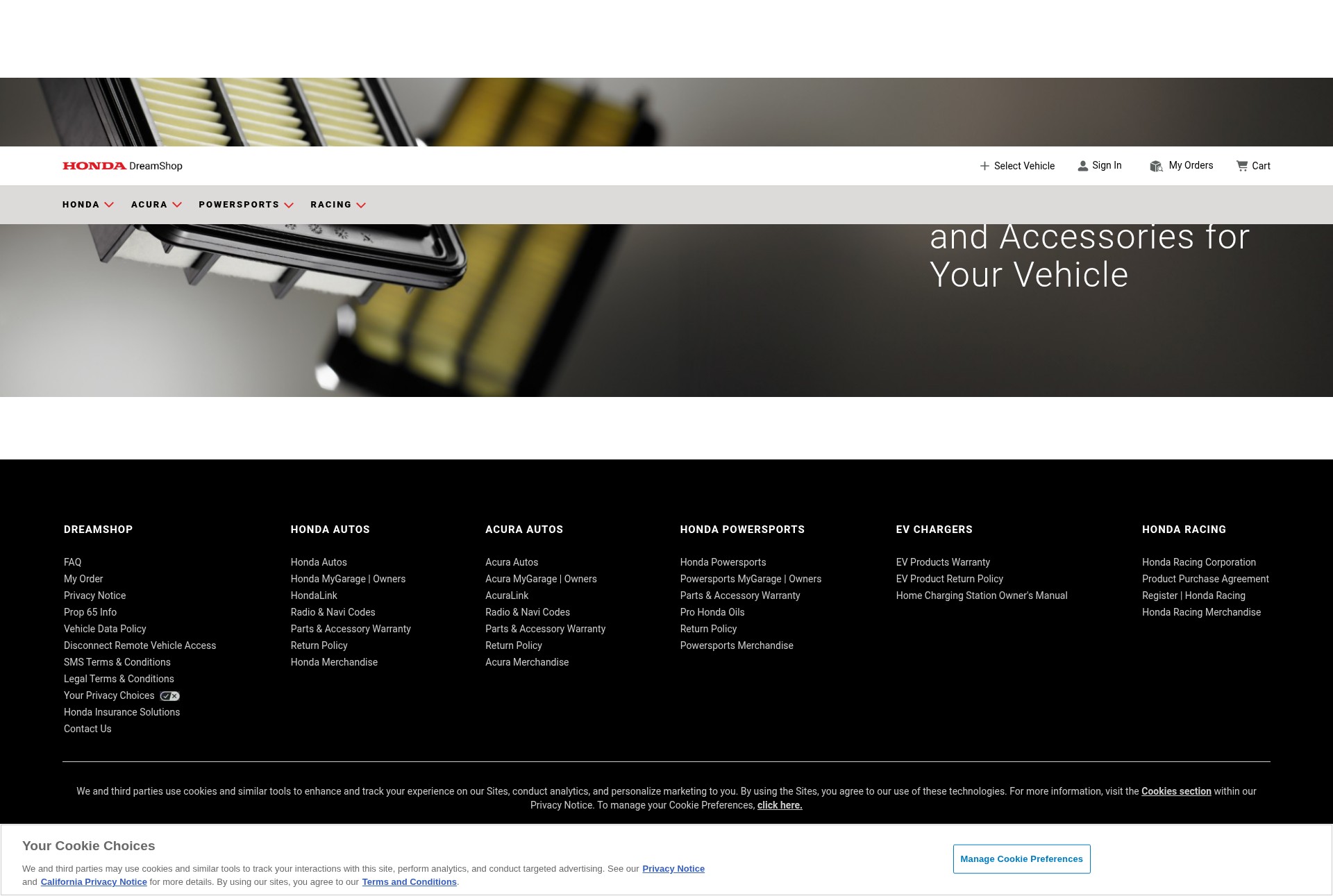 Screenshot of dreamshop.honda.com