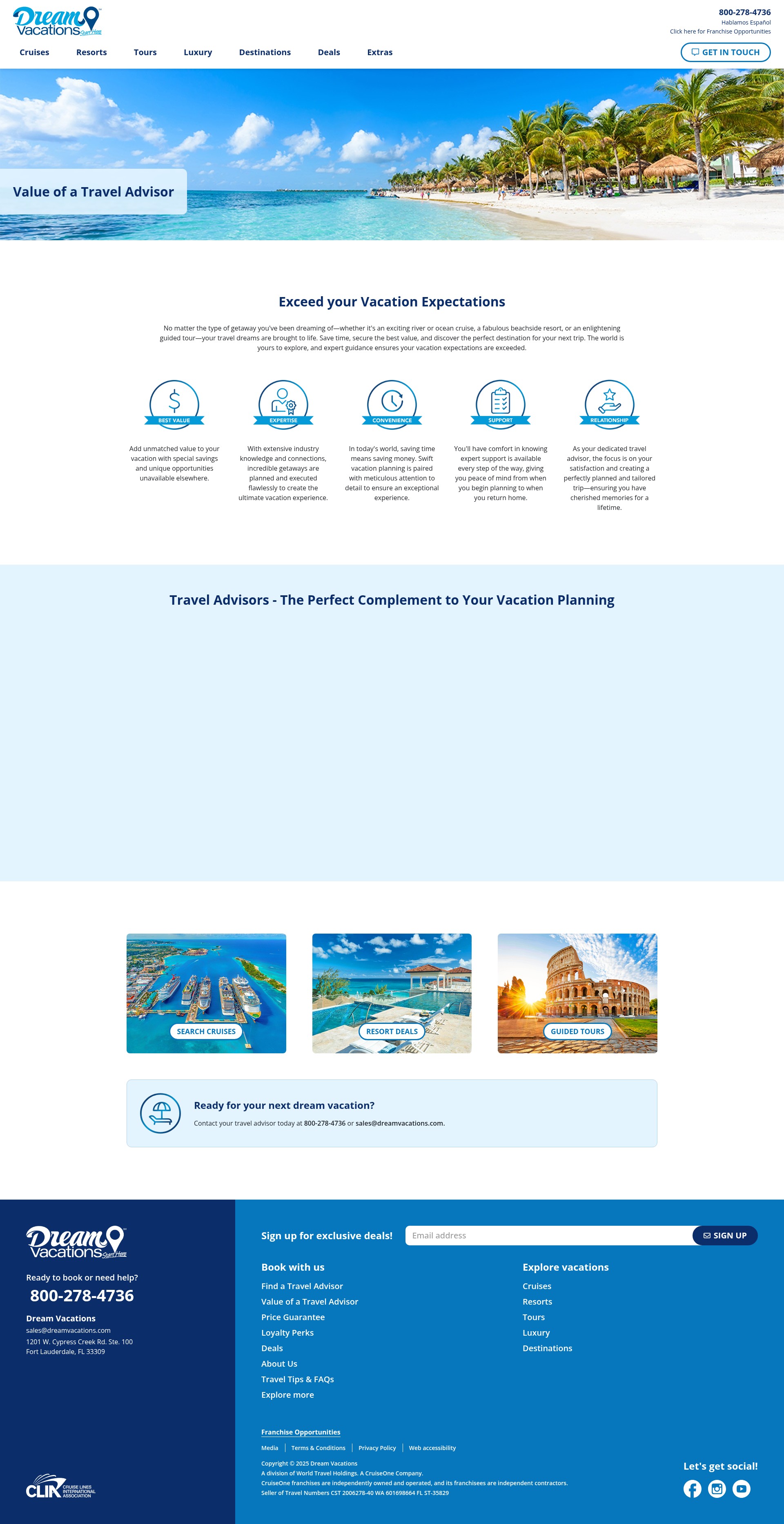 Screenshot of dreamvacations.com