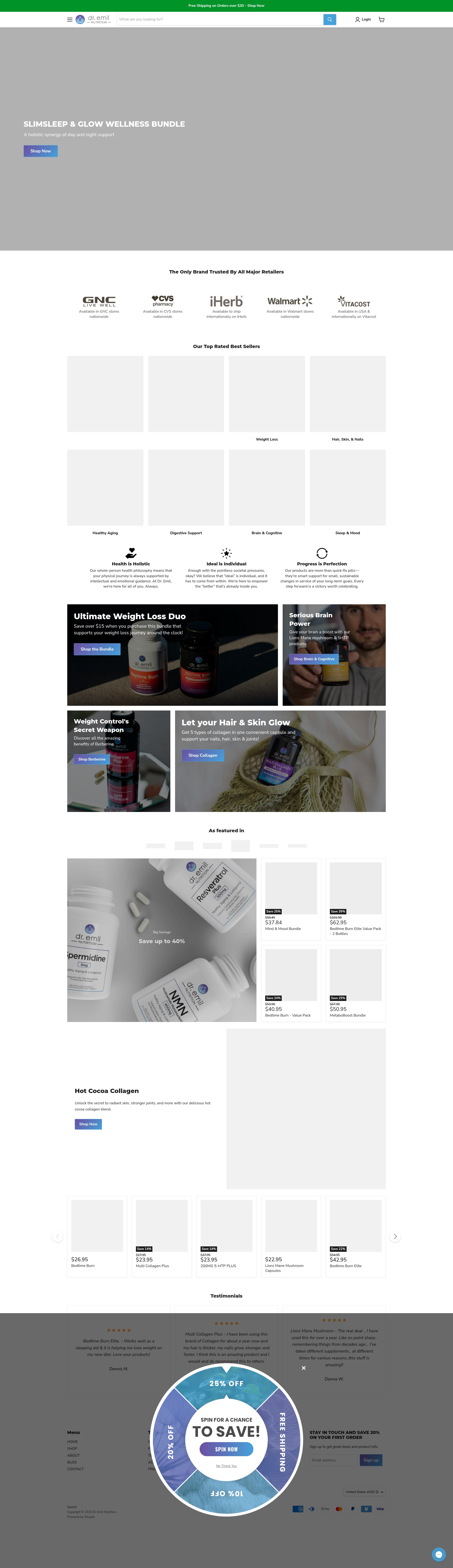 Screenshot of dremilnutrition.com