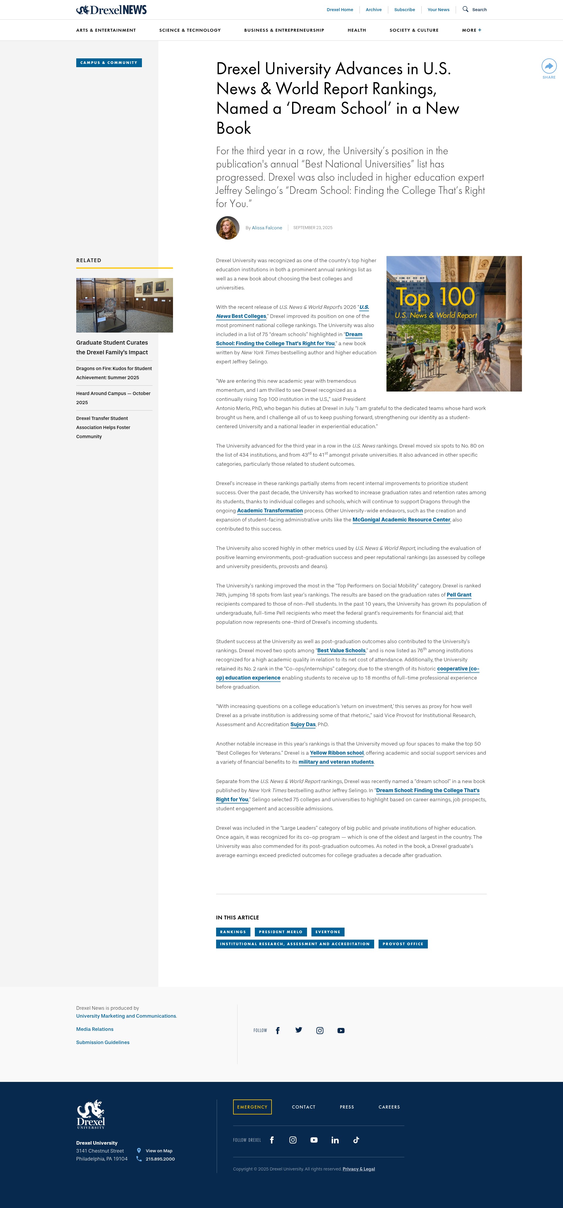 Screenshot of drexel.edu