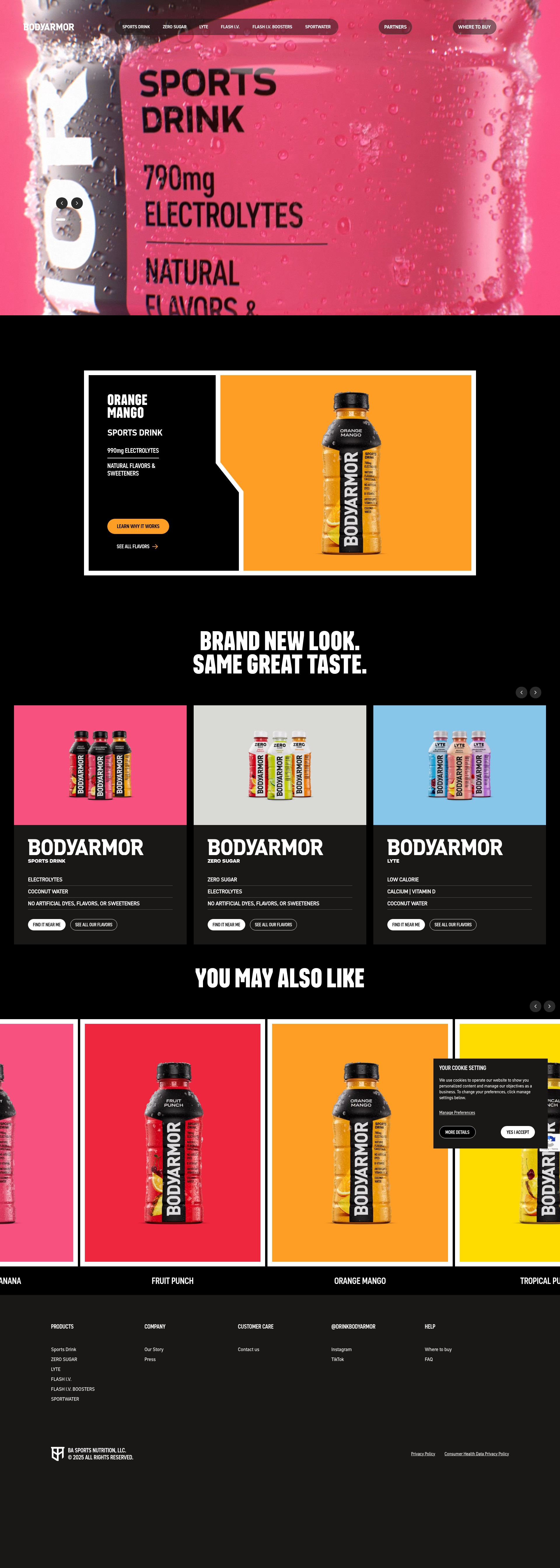 Screenshot of drinkbodyarmor.com