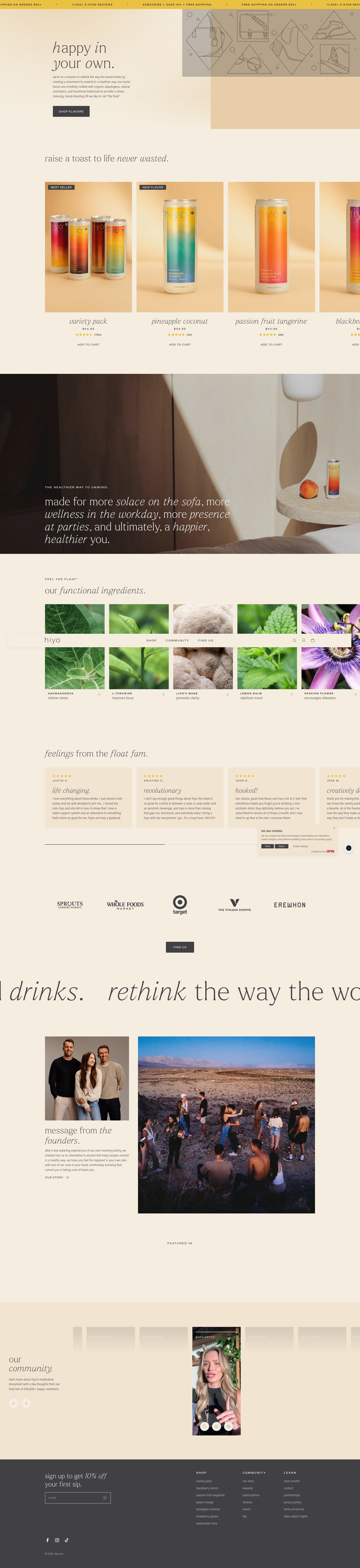 Screenshot of drinkhiyo.com