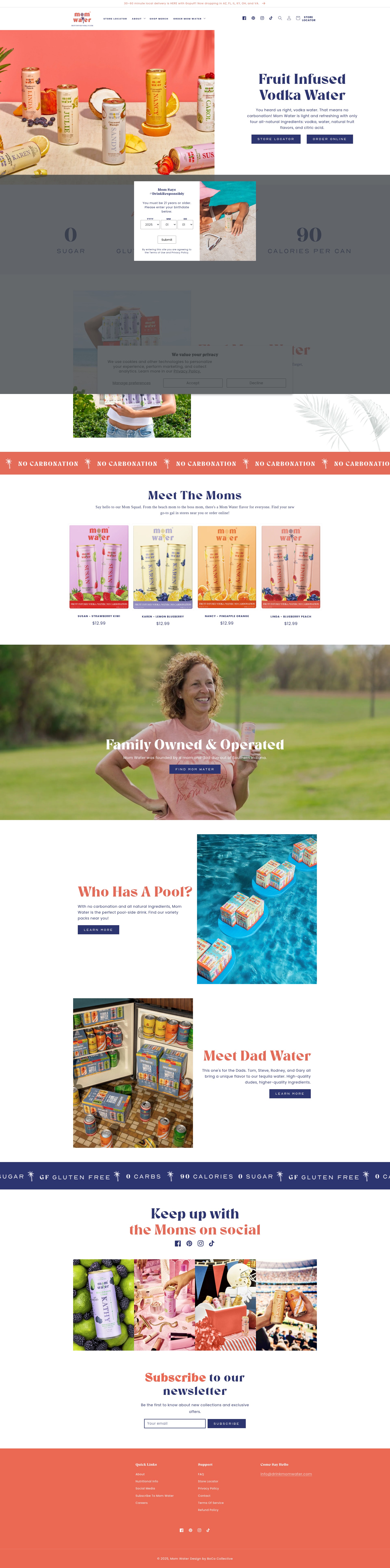 Screenshot of drinkmomwater.com