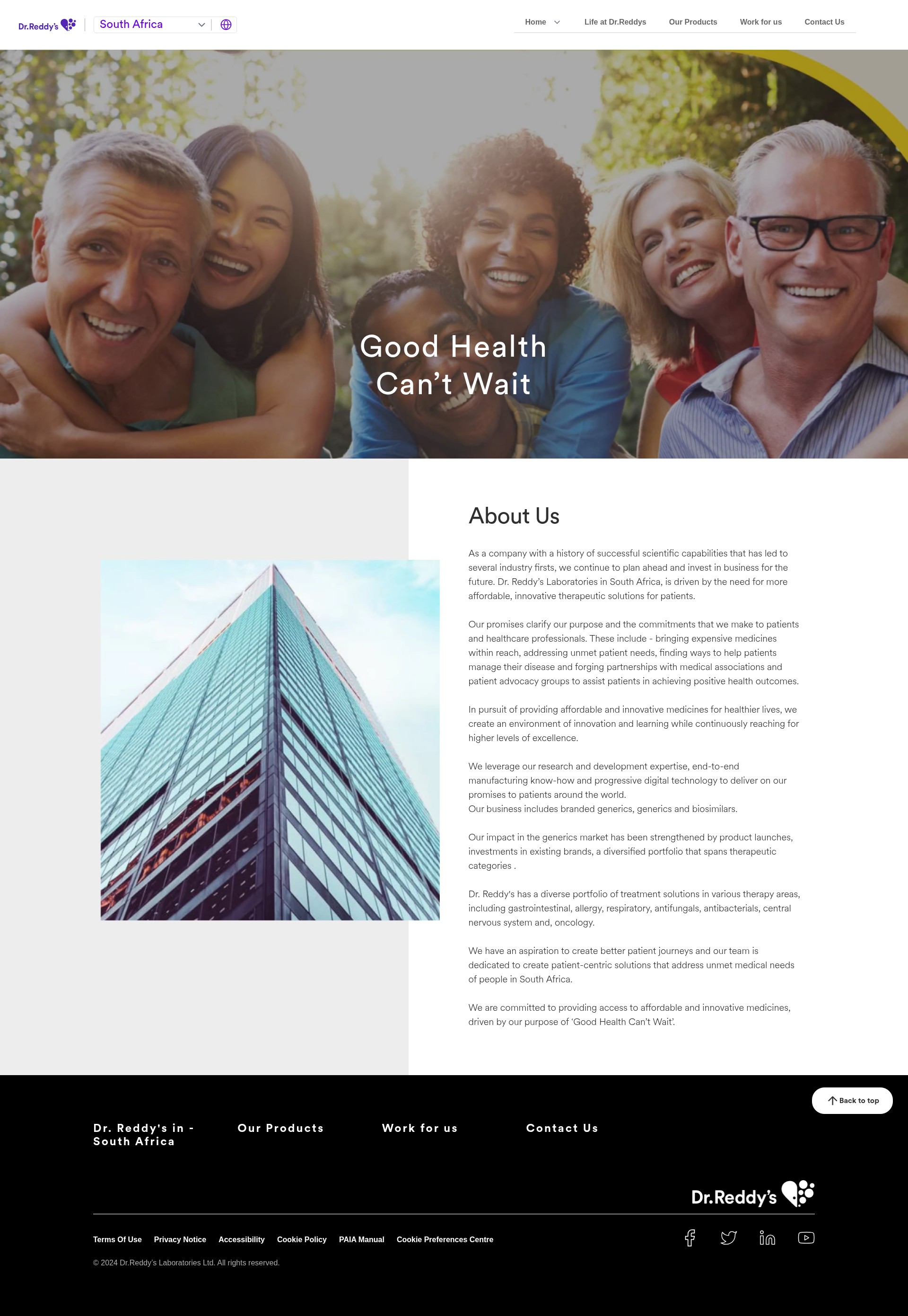 Screenshot of drreddys.co.za