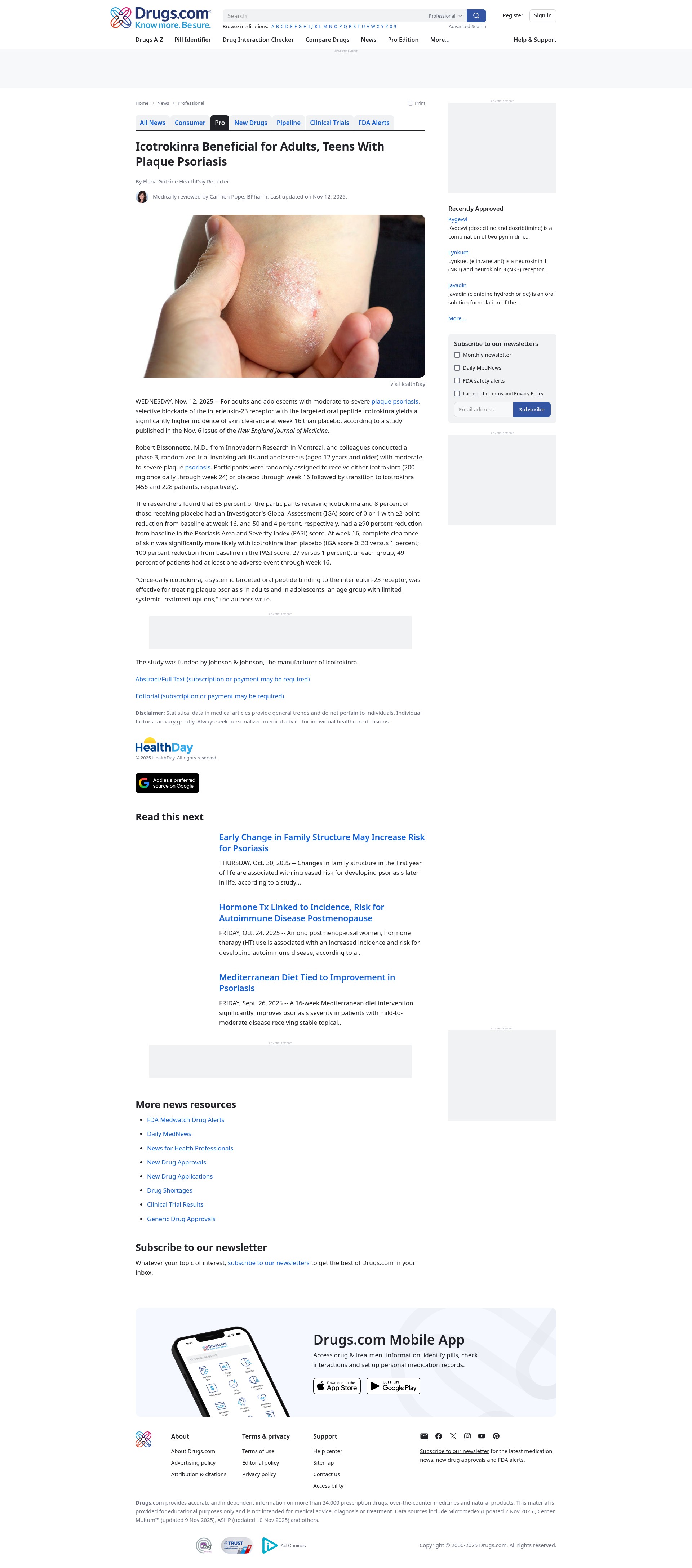 Screenshot of drugs.com