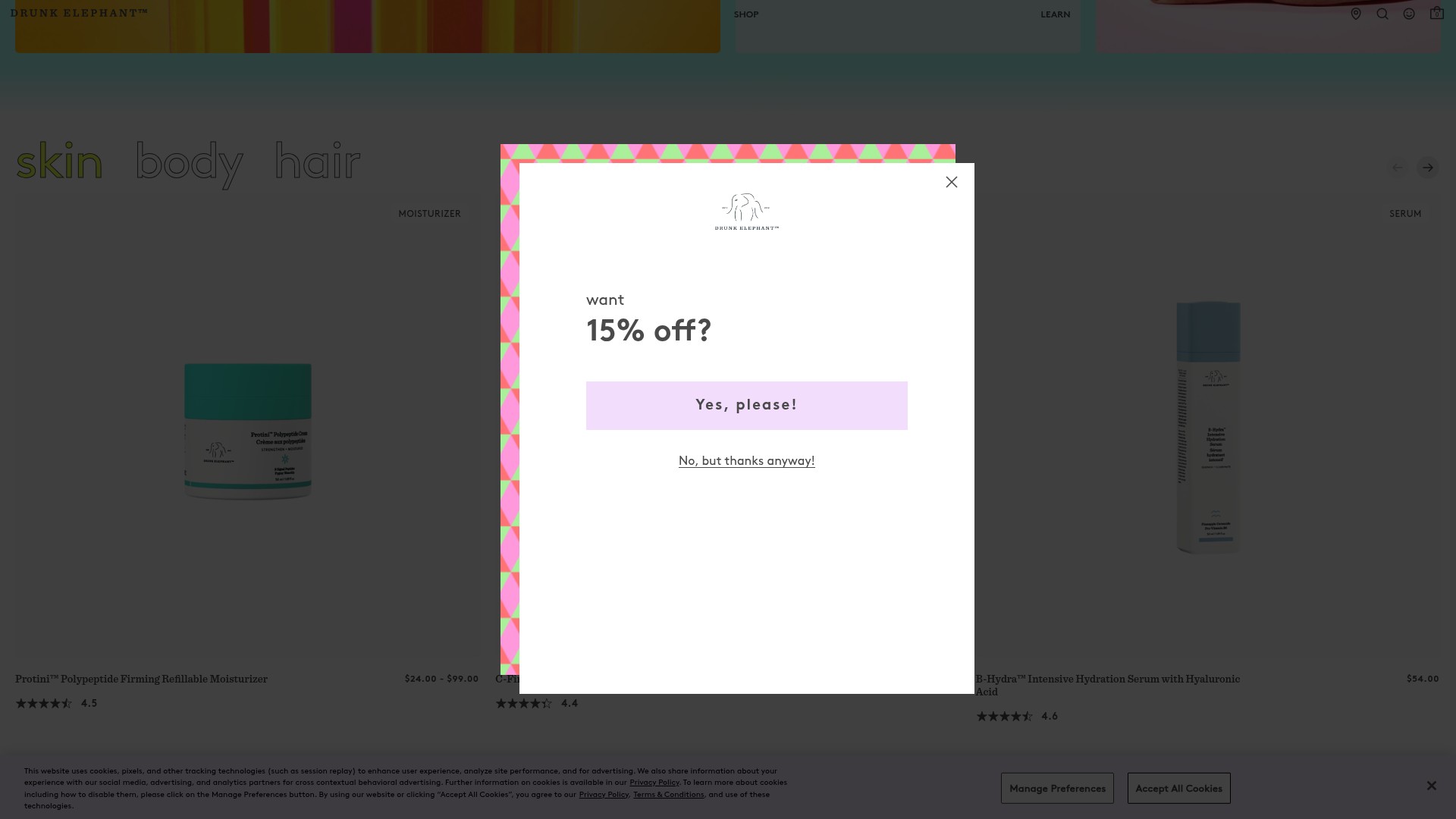 Screenshot of drunkelephant.com