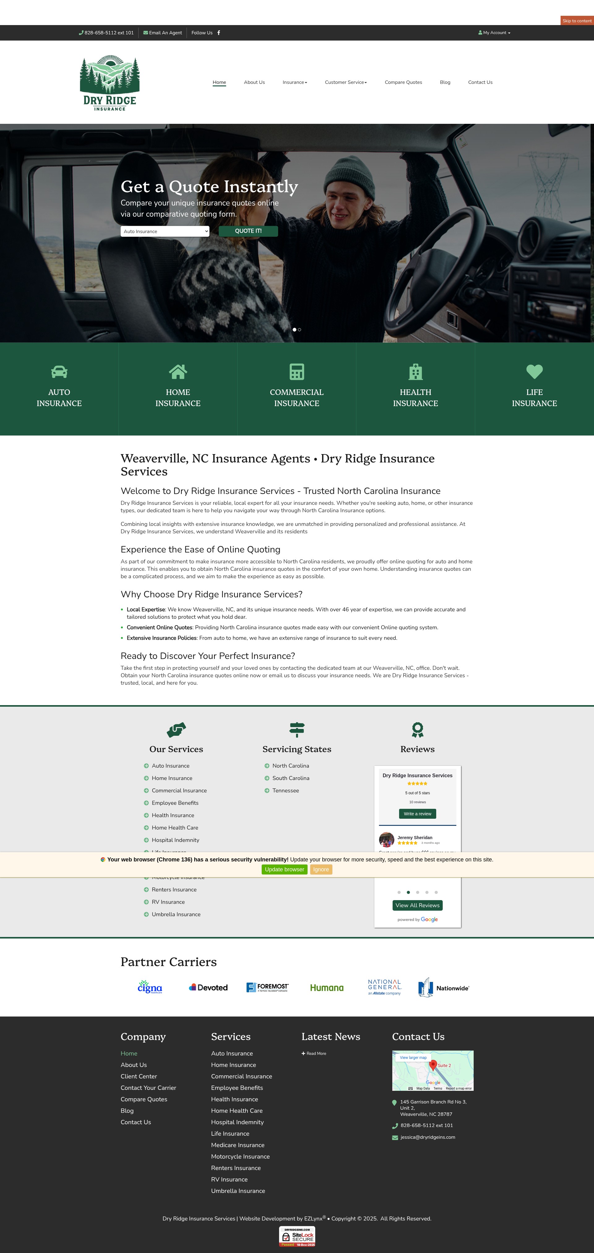 Screenshot of dryridgeins.com
