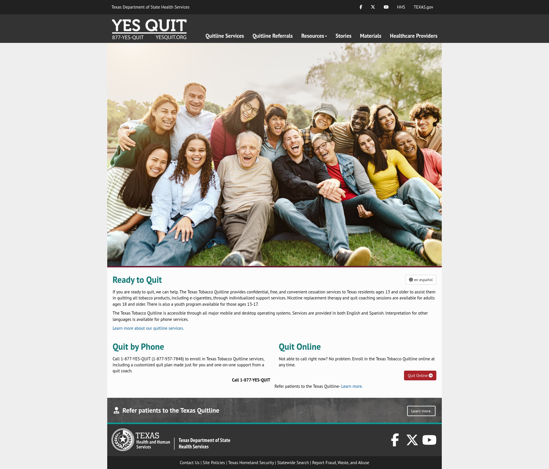 Screenshot of dshs.texas.gov