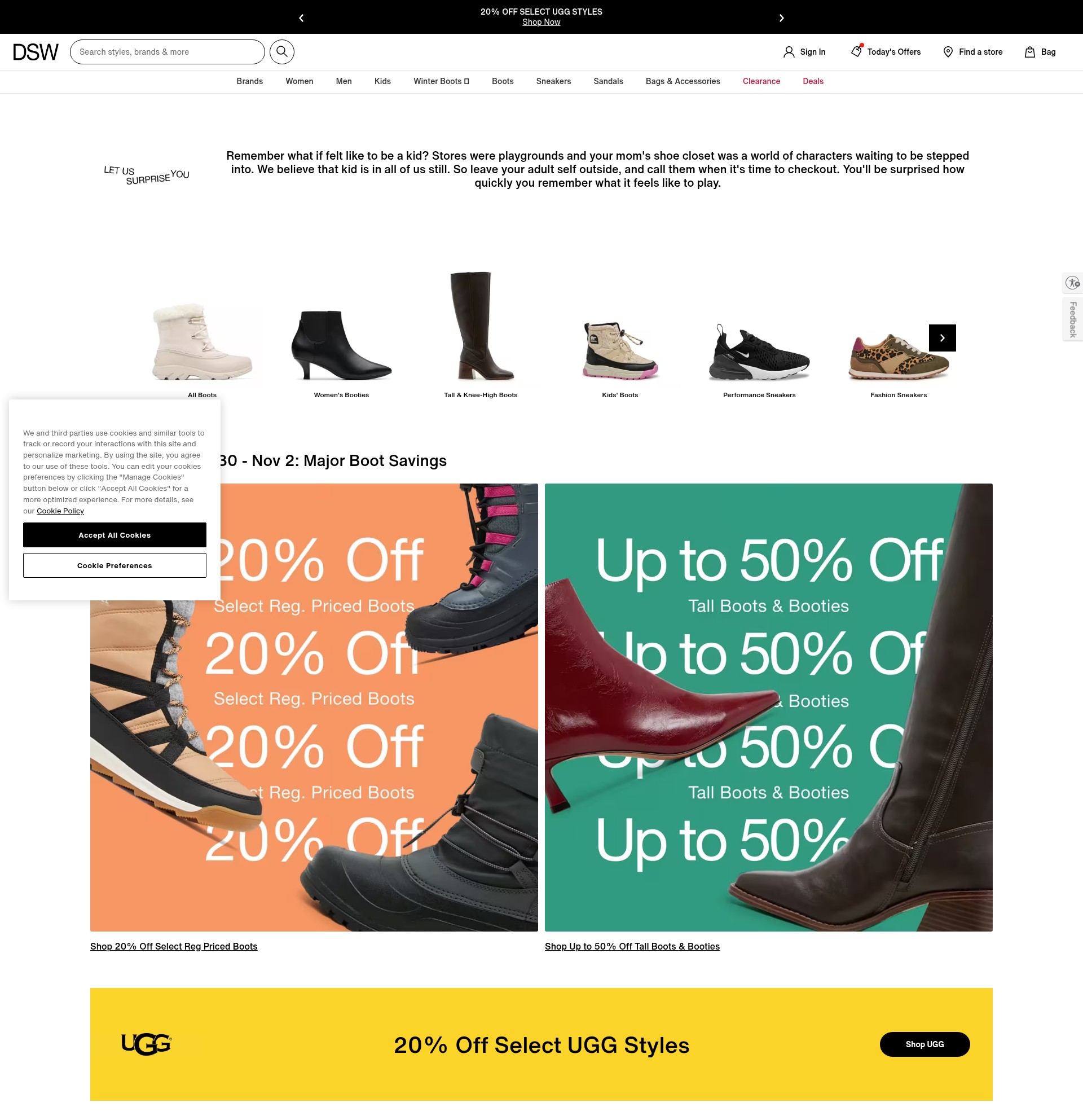 Screenshot of dsw.ca