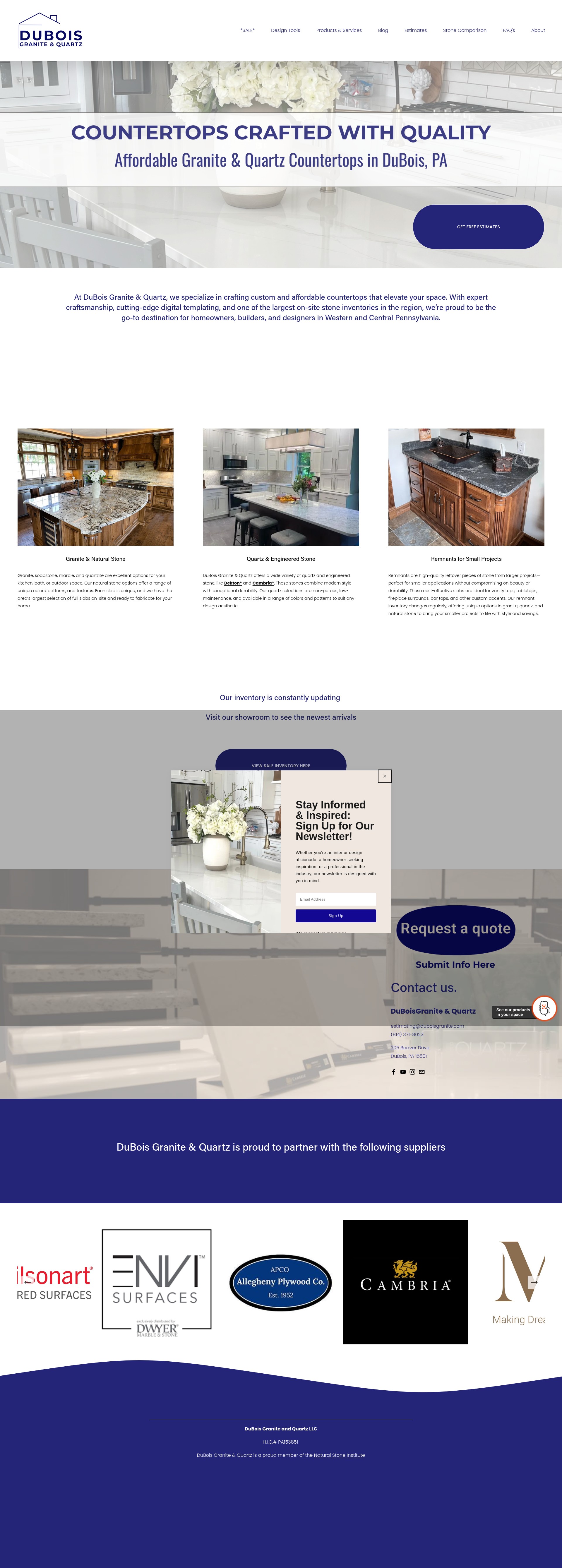 Screenshot of duboisgranite.com