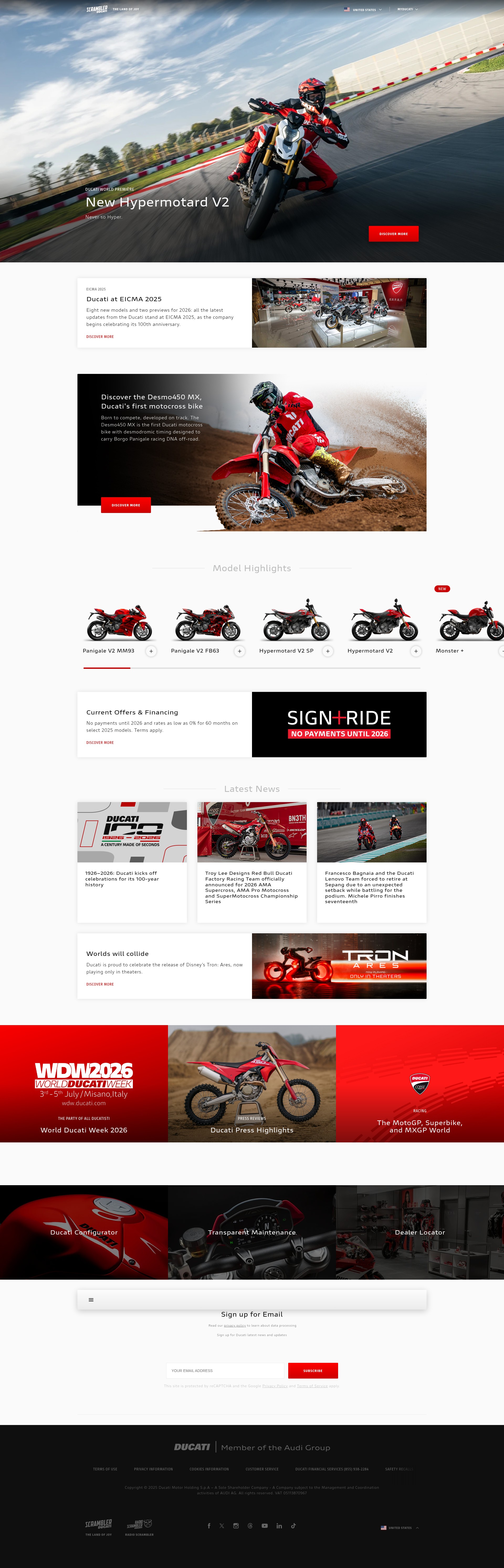 Screenshot of ducati.com