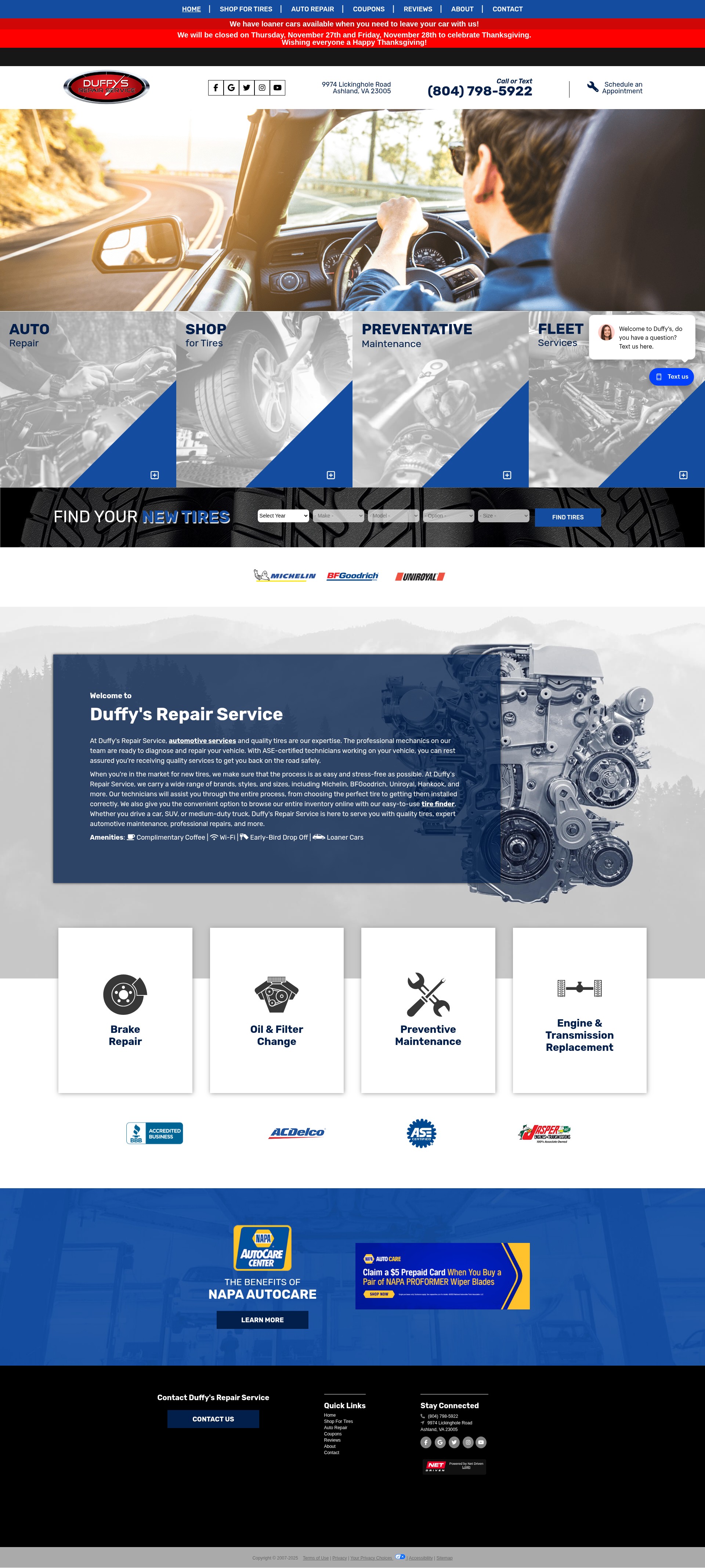 Screenshot of duffysrepair.com