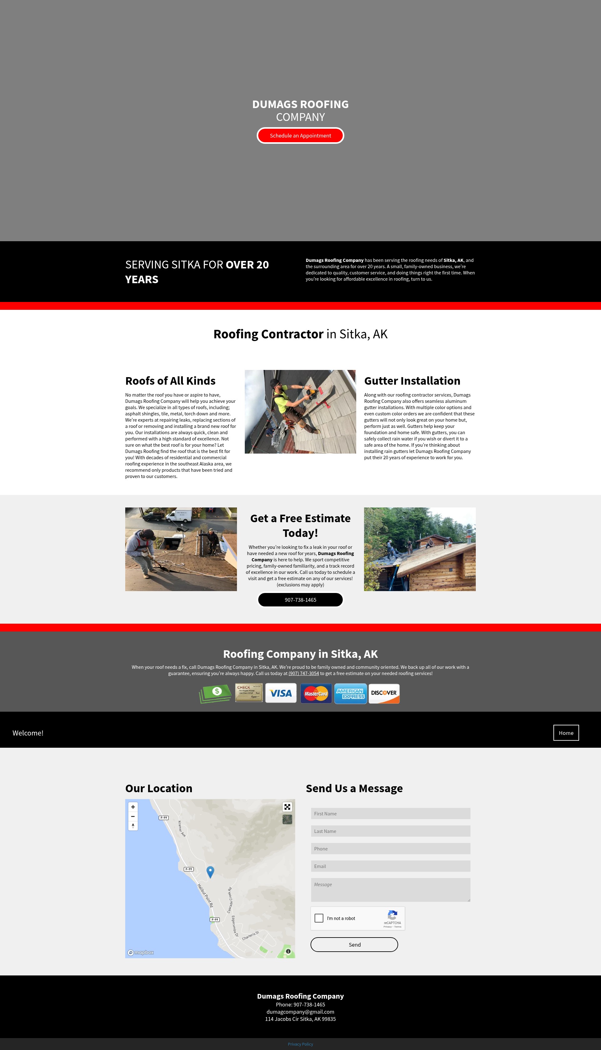 Screenshot of dumagsroofing.com