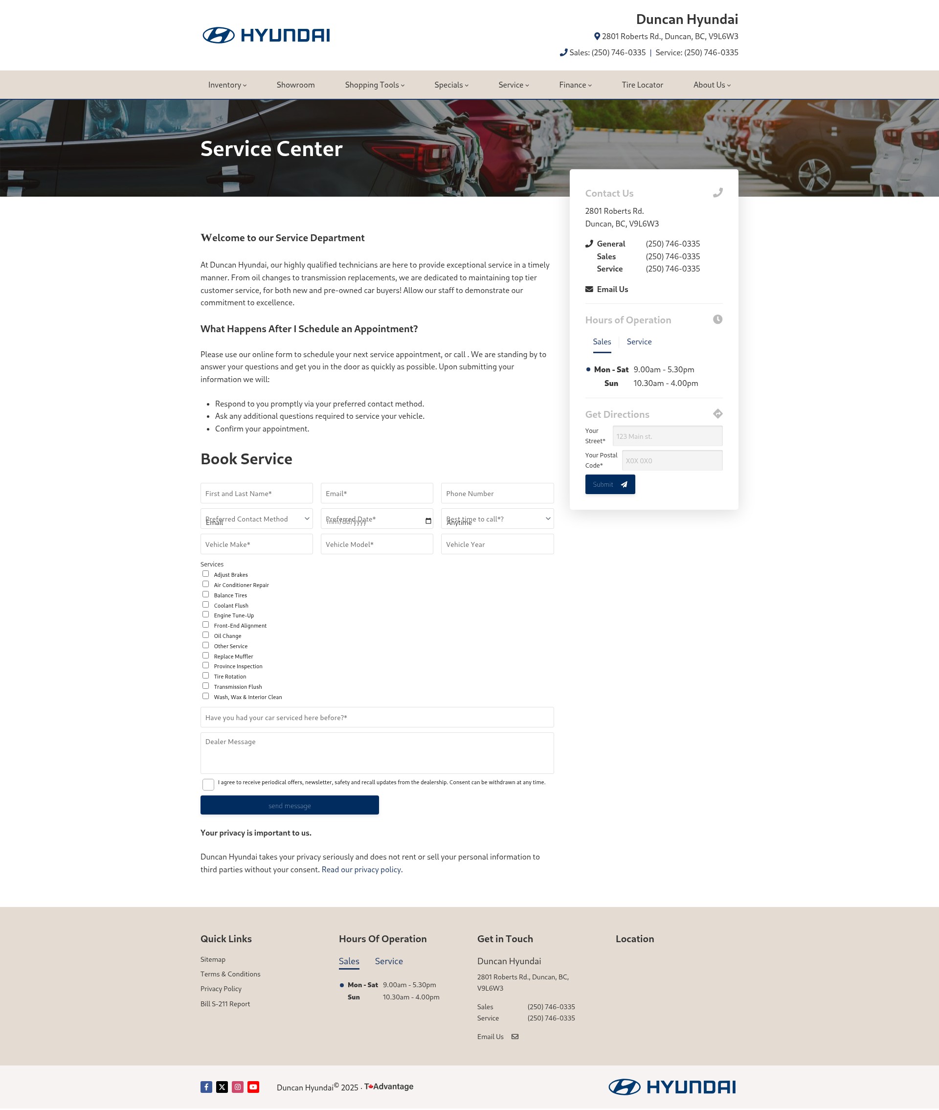 Screenshot of duncanhyundai.net