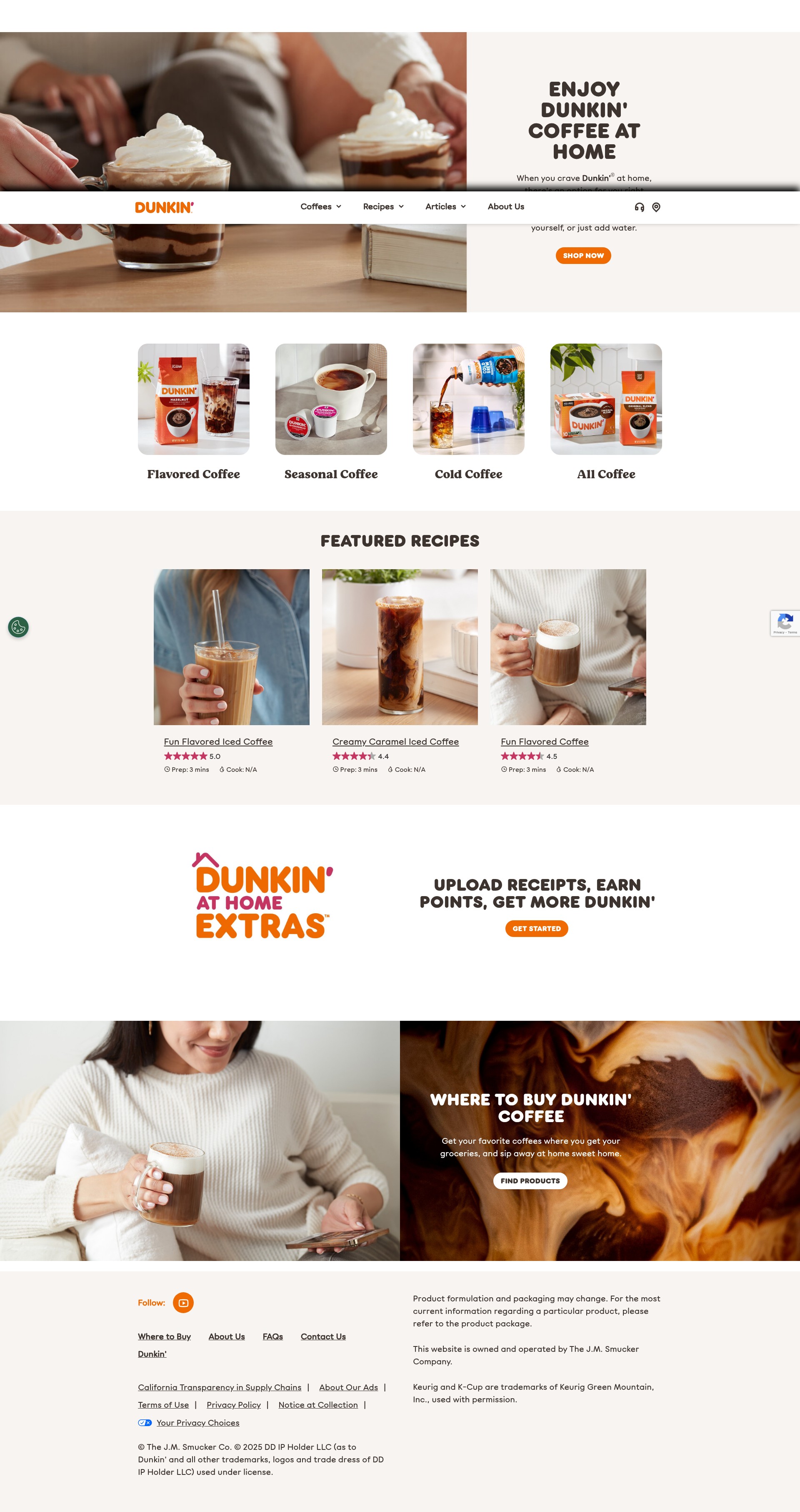 Screenshot of dunkinathome.com