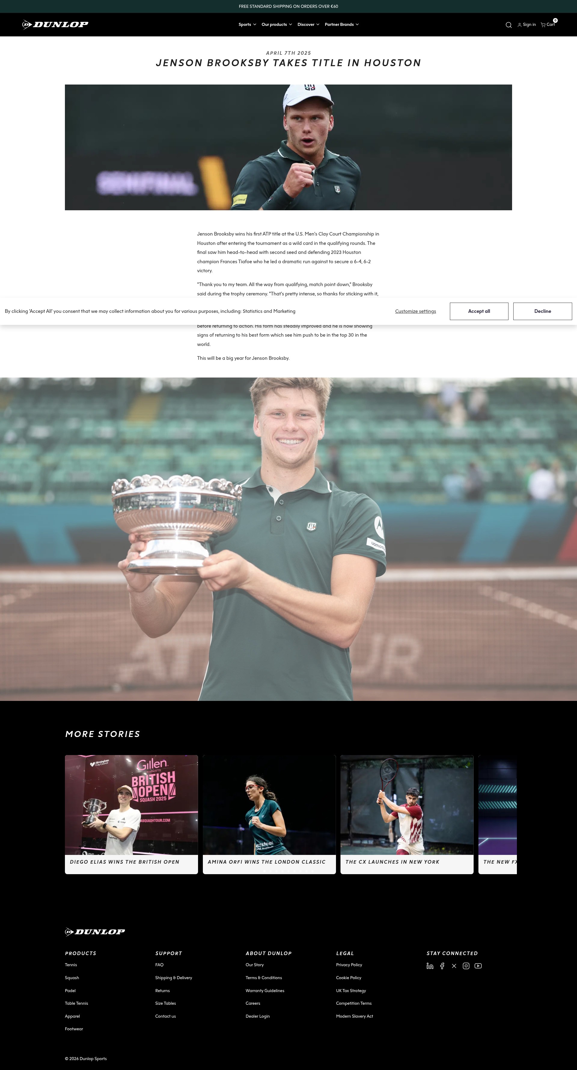 Screenshot of dunlopsports.com