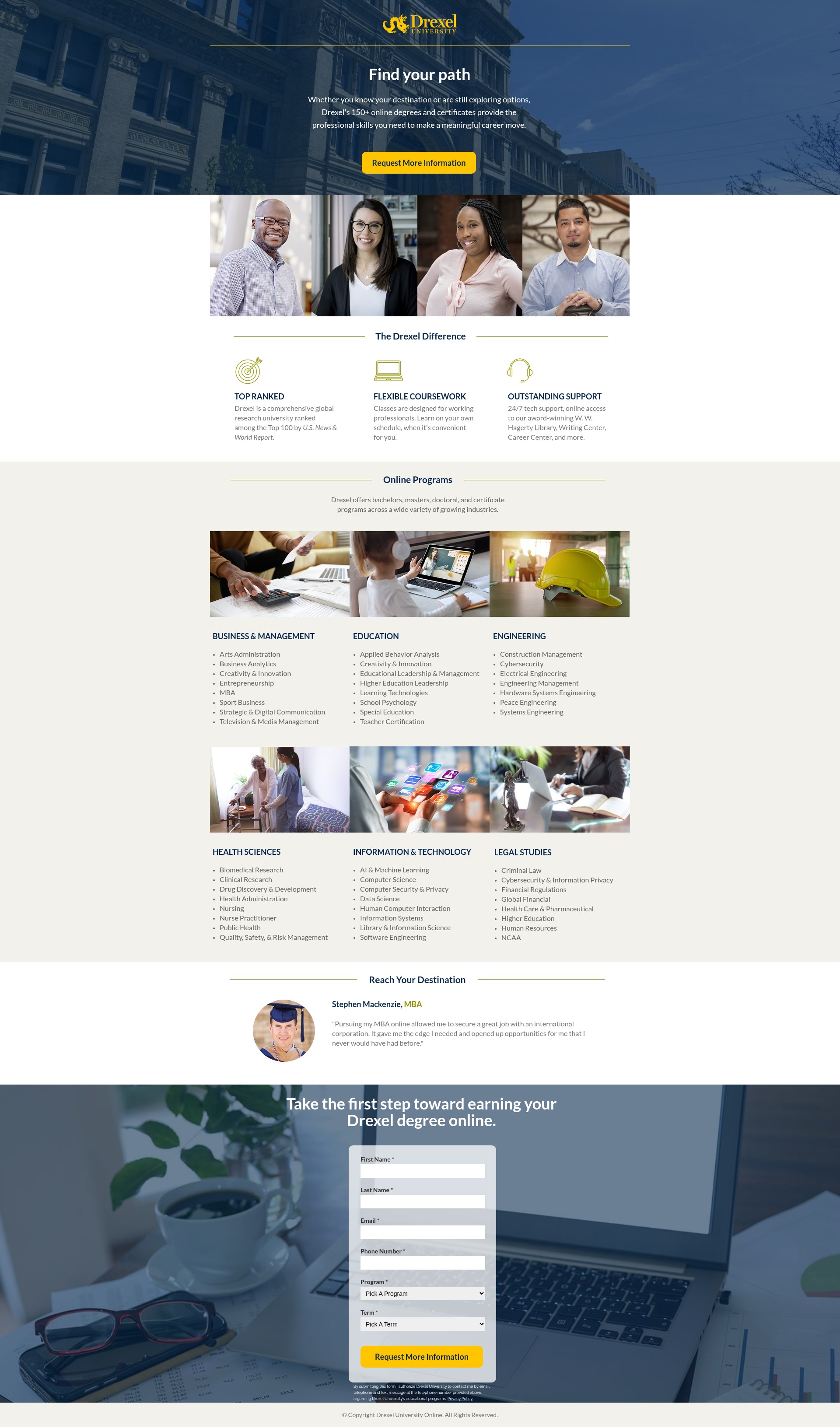 Screenshot of duo.online.drexel.edu