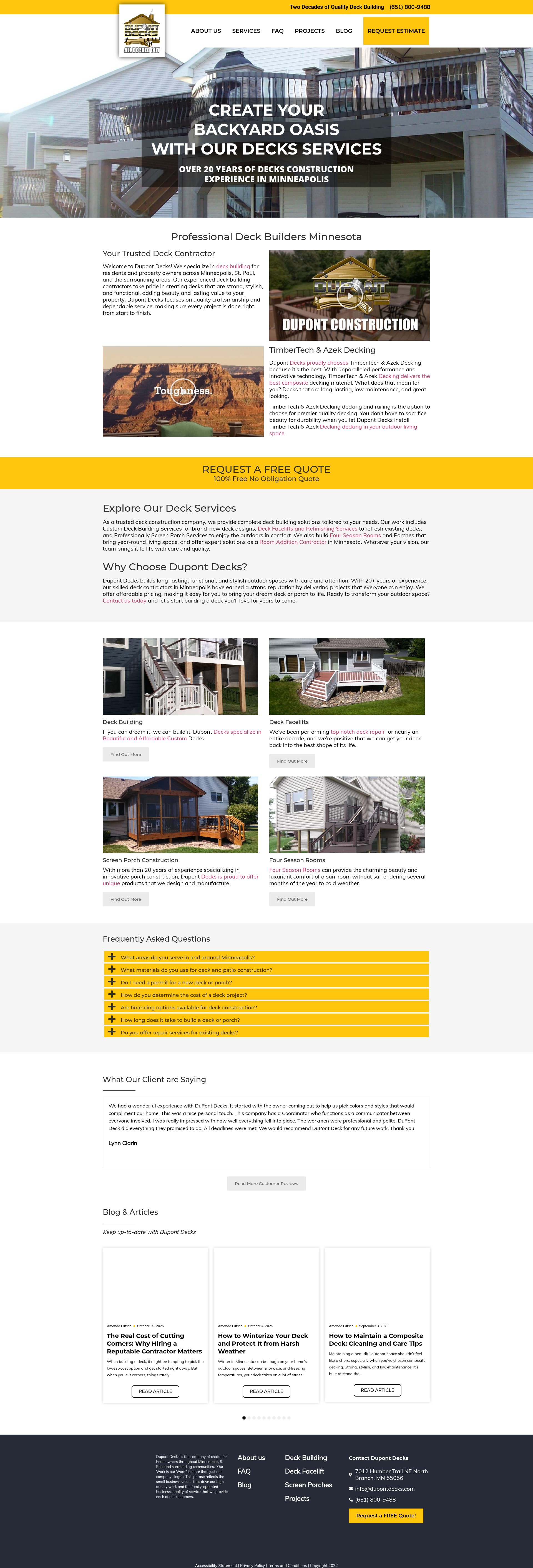 Screenshot of dupontdecks.com