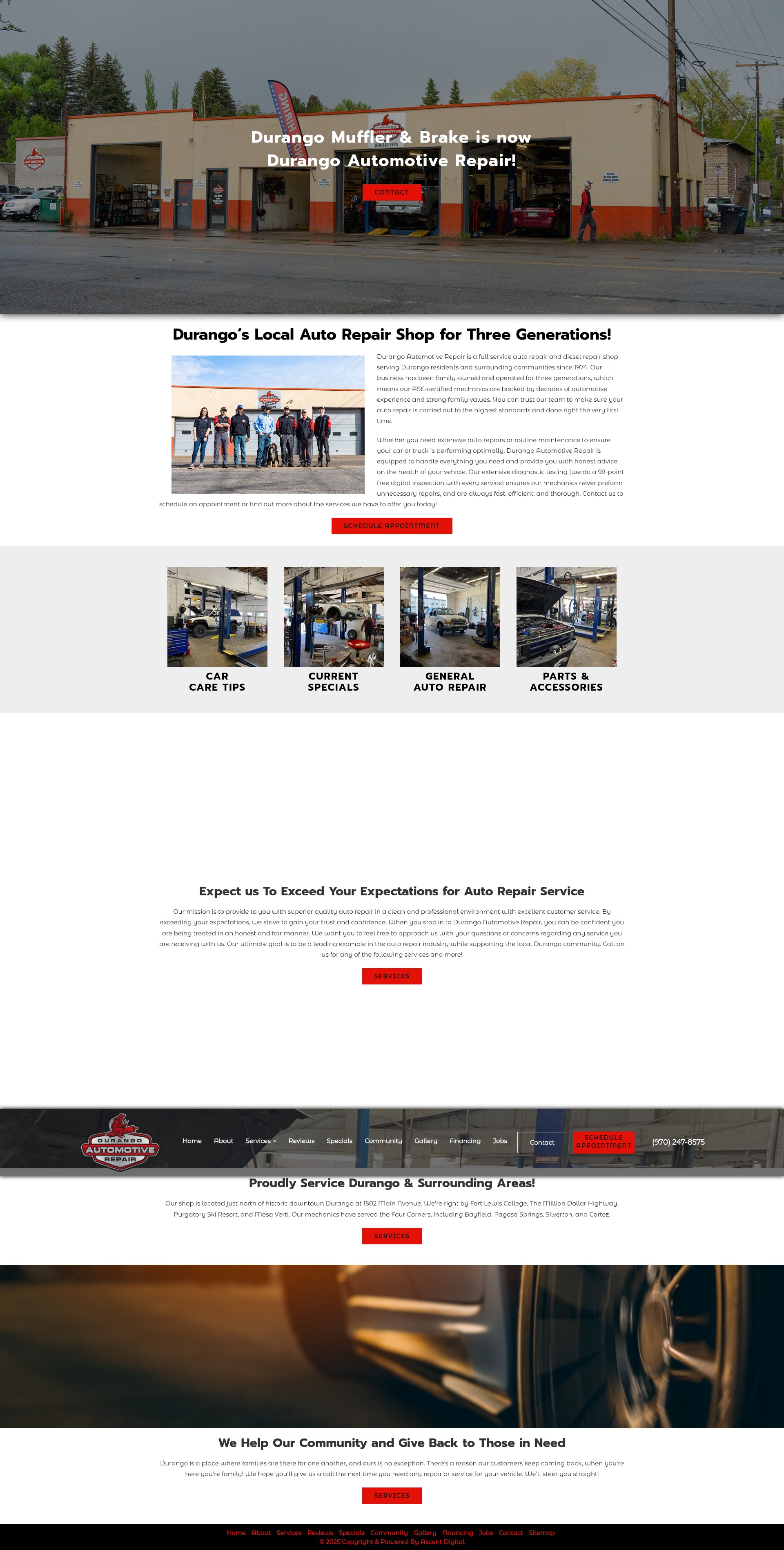 Screenshot of durangomufflerandbrake.com