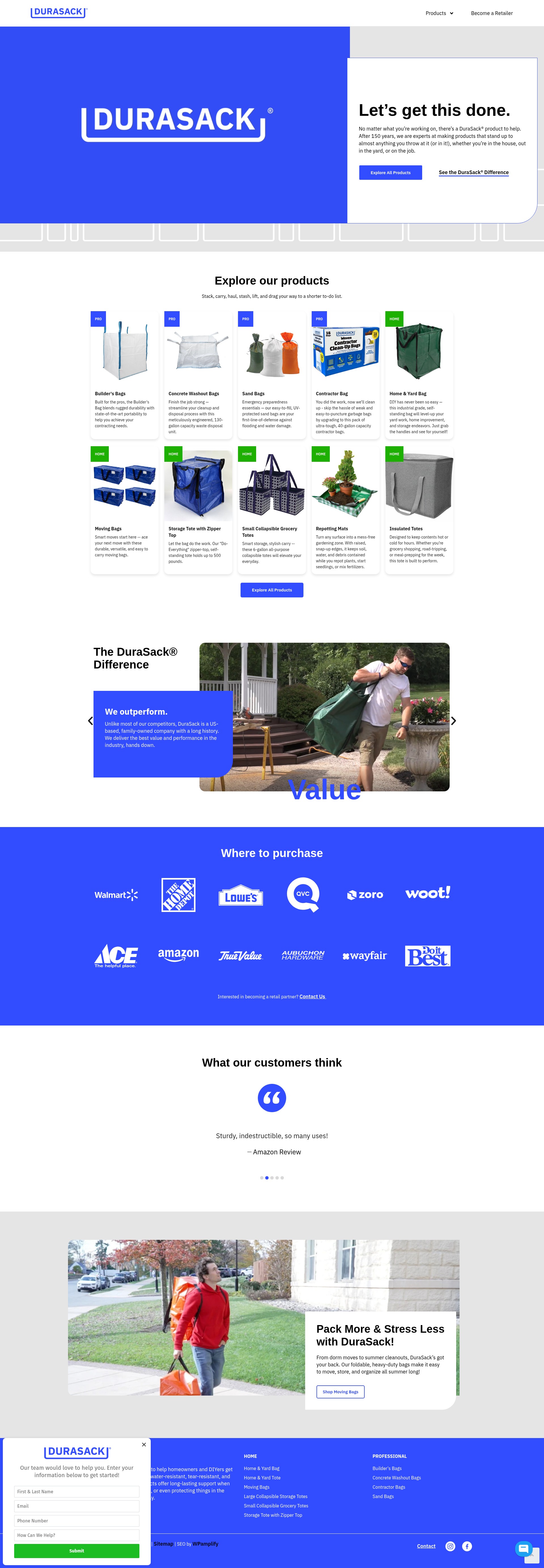 Screenshot of durasackbags.com