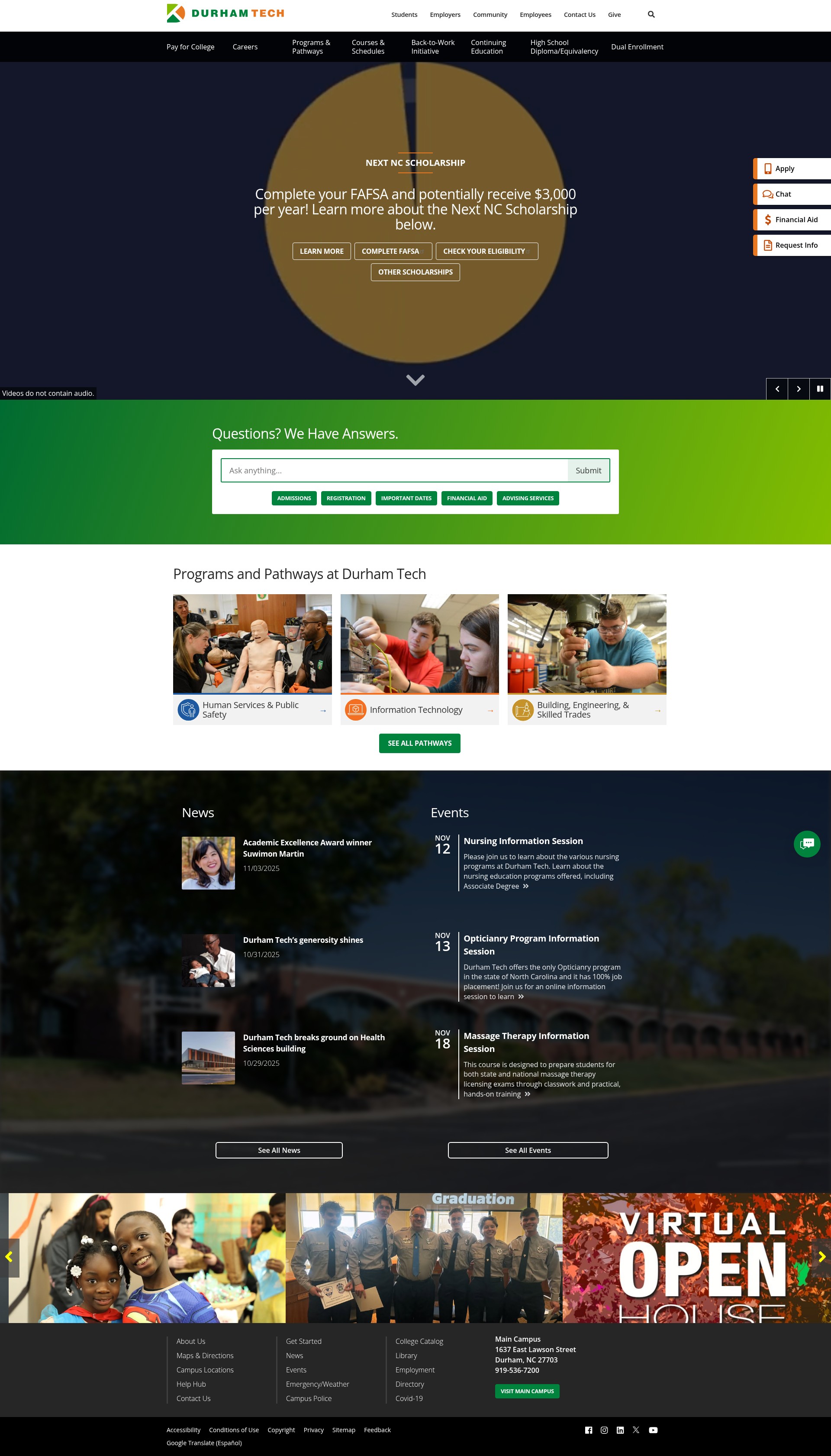 Screenshot of durhamtech.edu