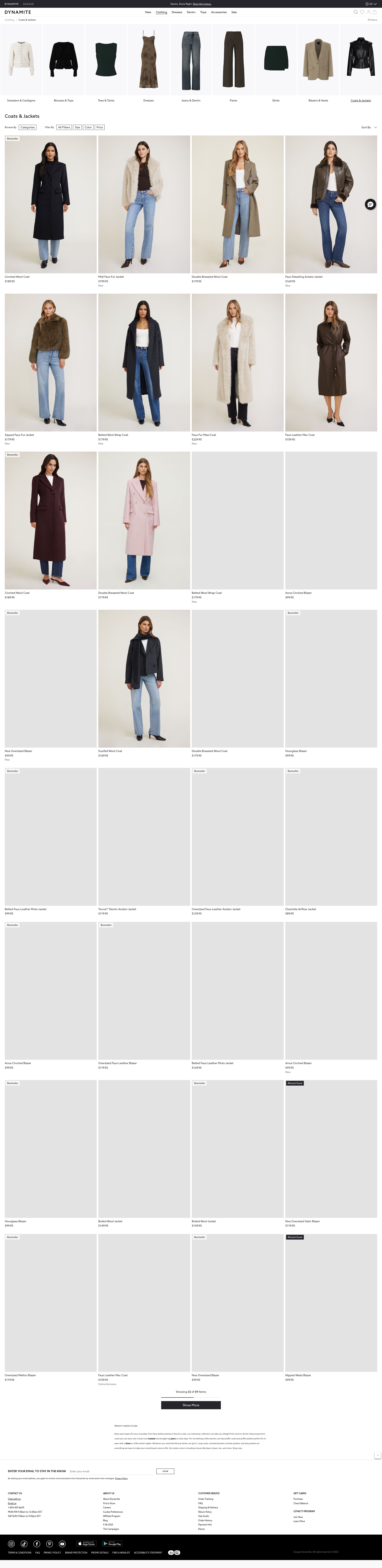Screenshot of dynamiteclothing.com