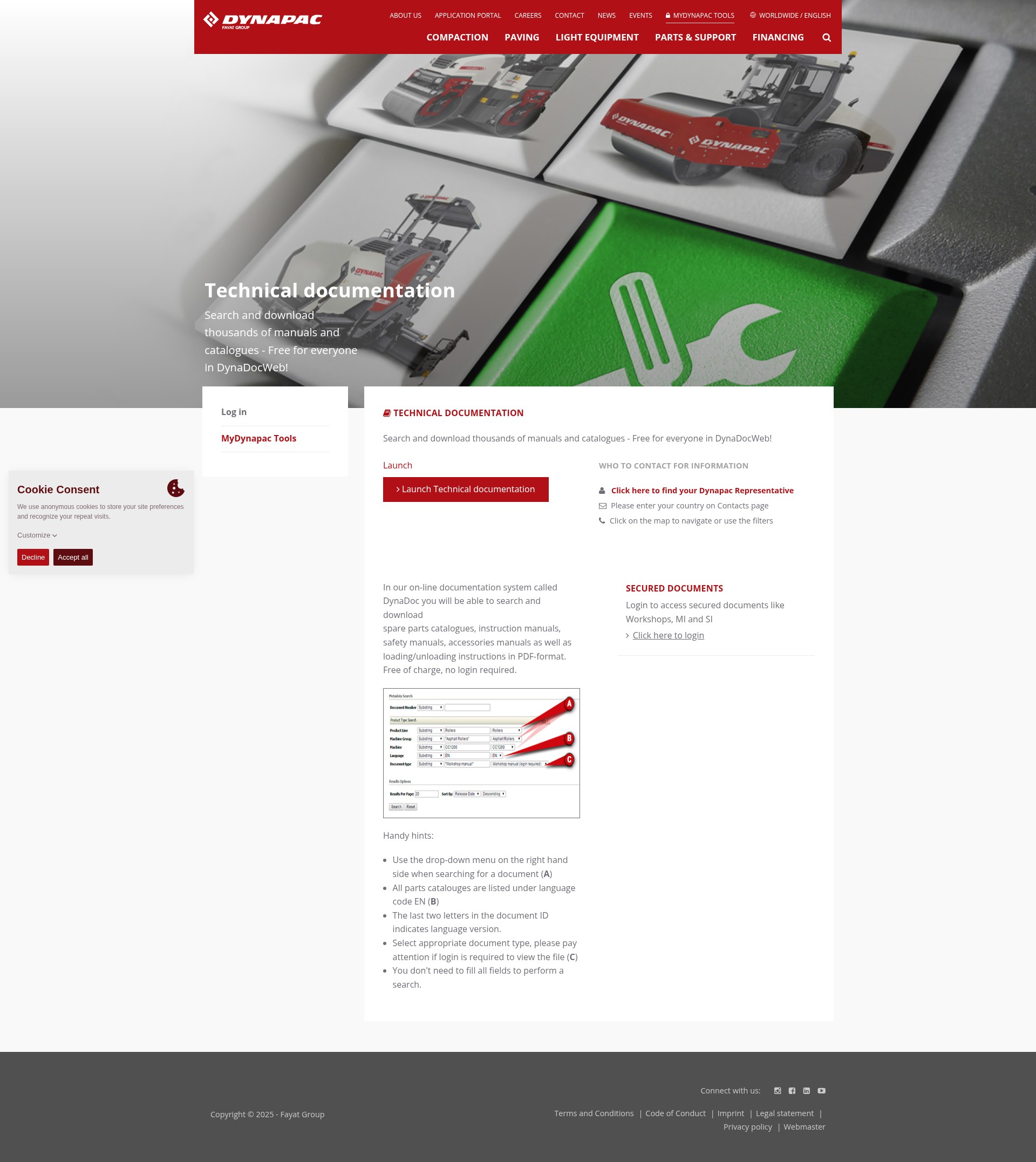 Screenshot of dynapac.com