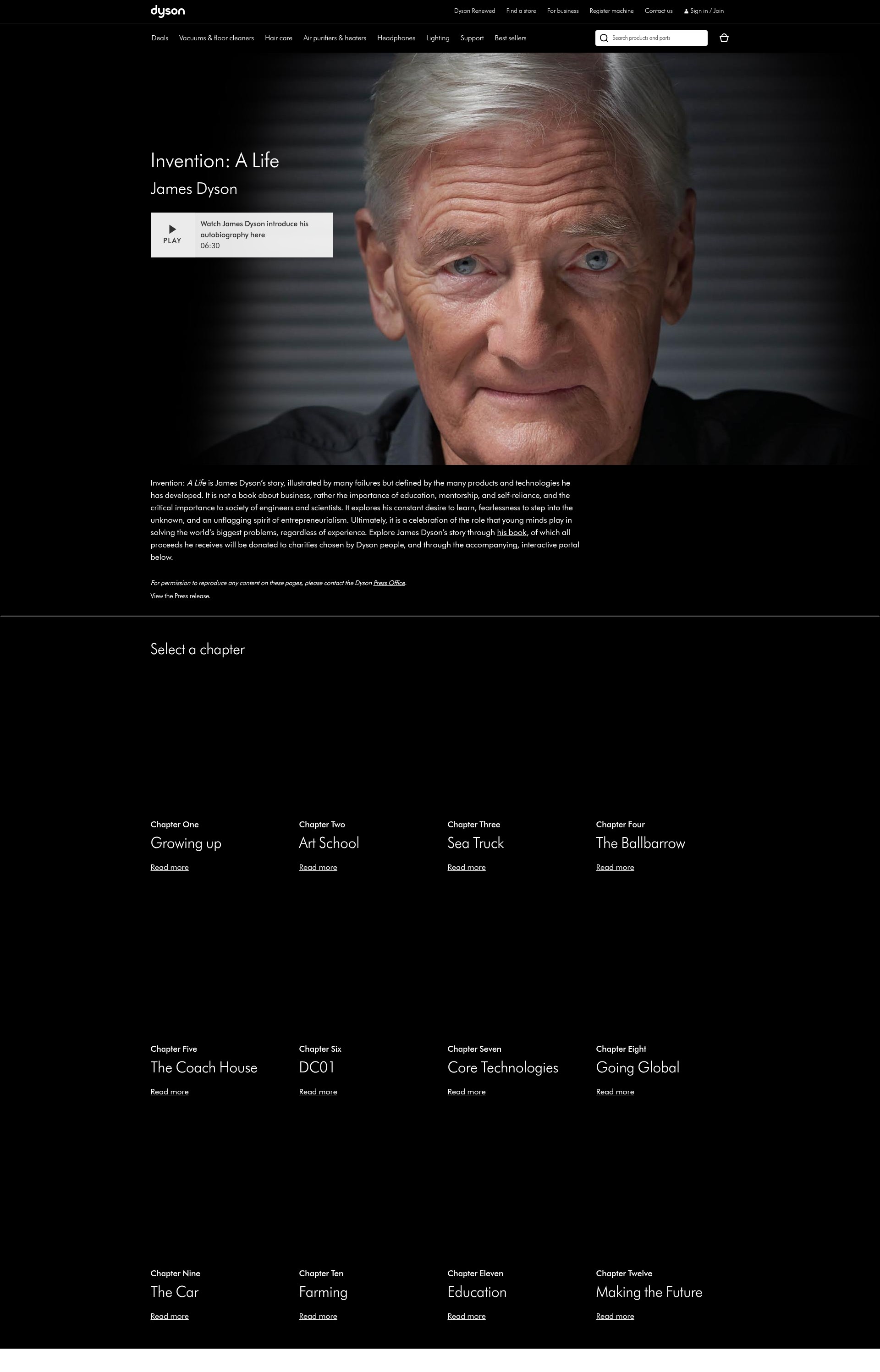 Screenshot of dyson.com