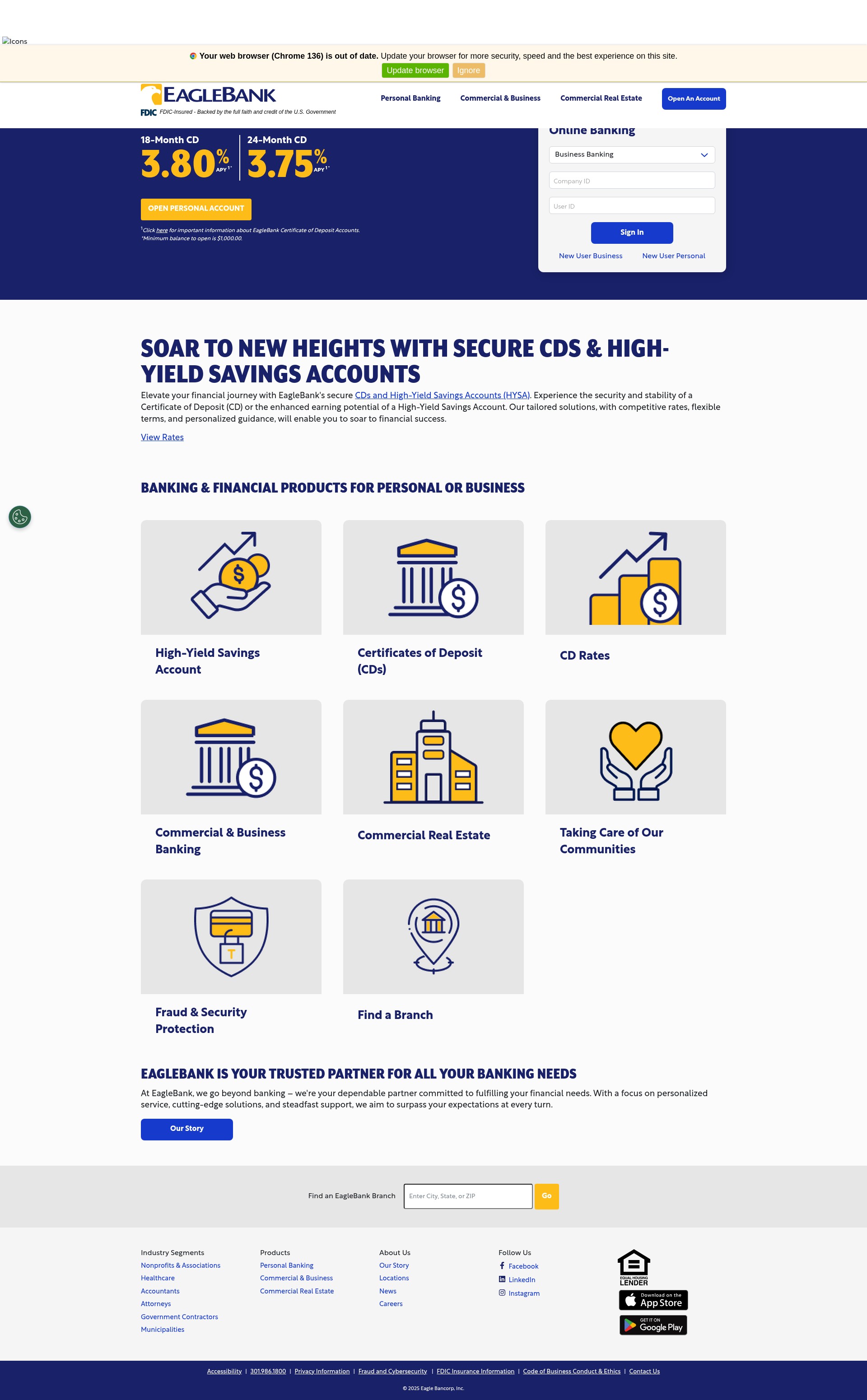 Screenshot of eaglebankcorp.com