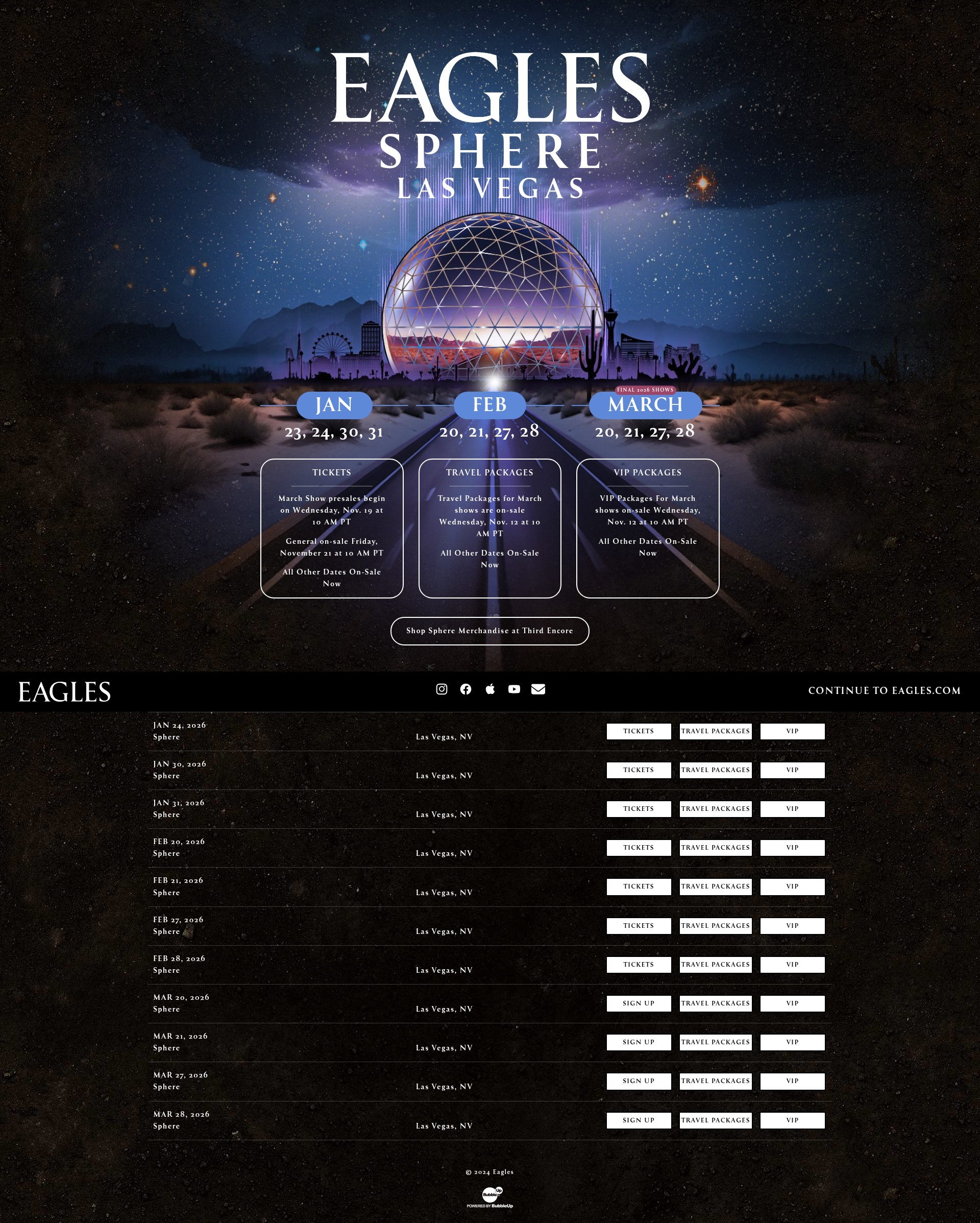 Screenshot of eagles.com