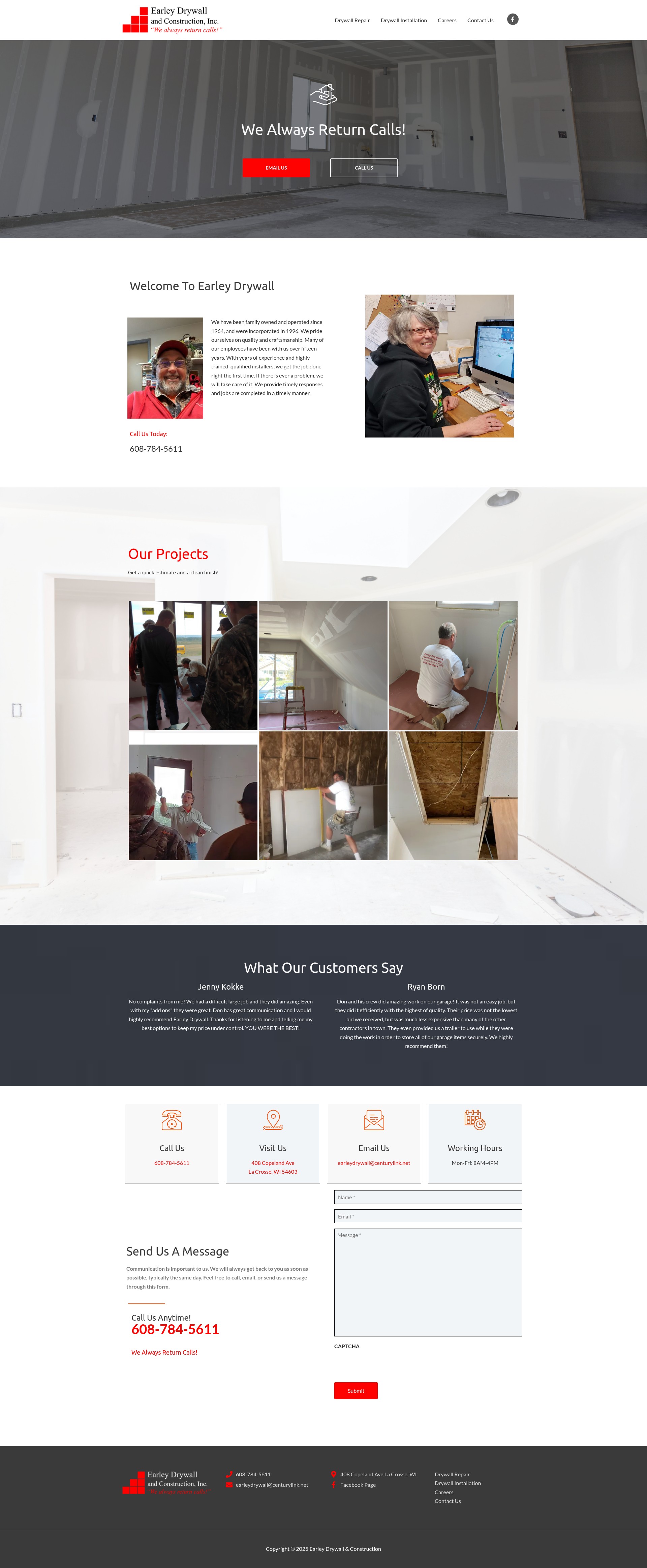 Screenshot of earleydrywallandconstruction.com