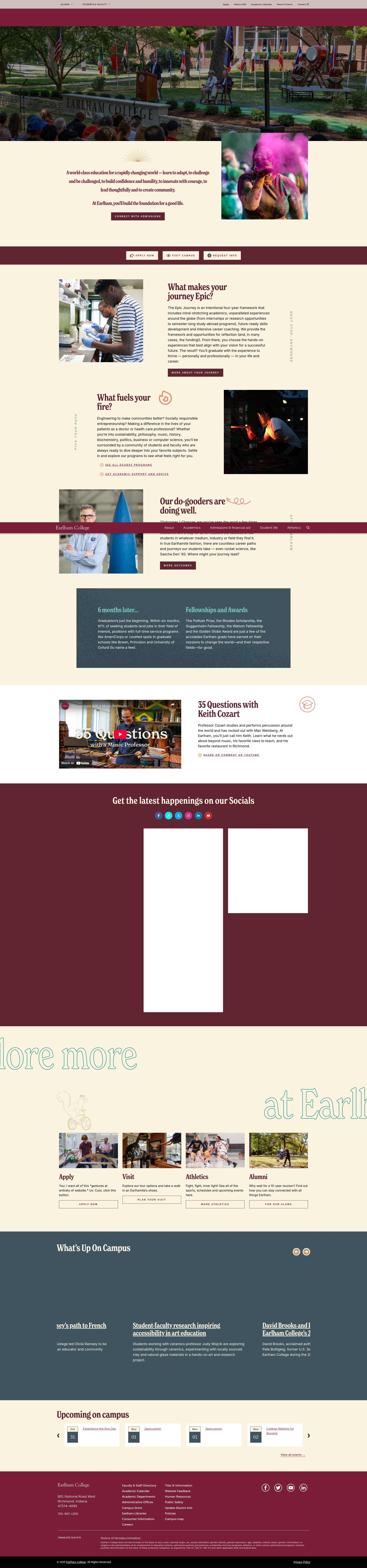 Screenshot of earlham.edu