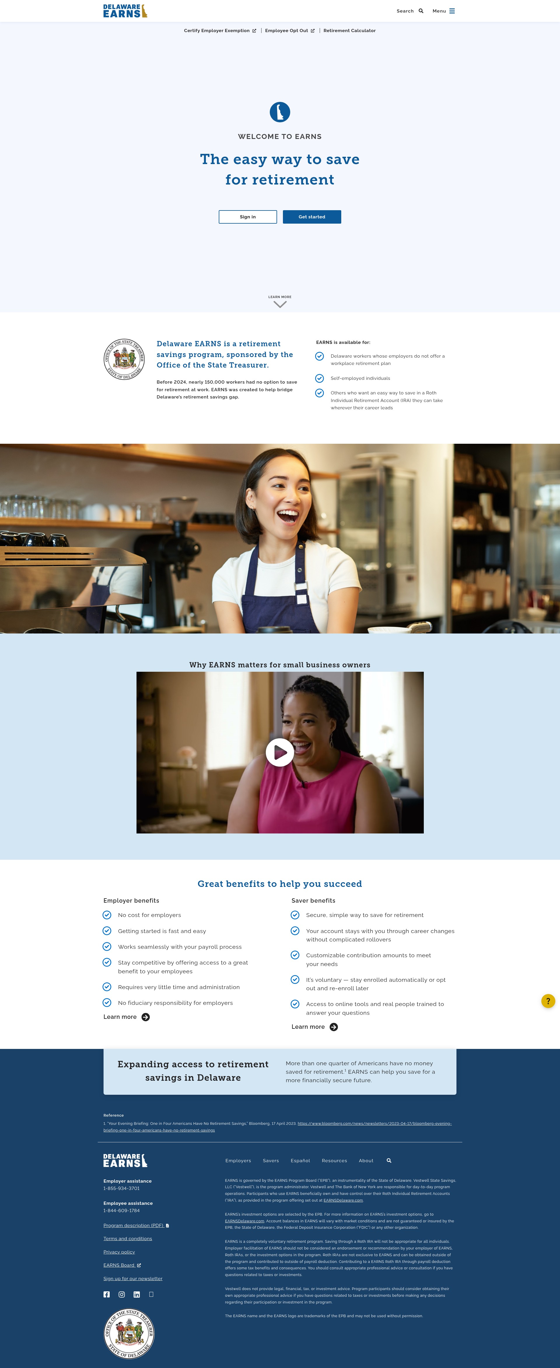 Screenshot of earnsdelaware.com