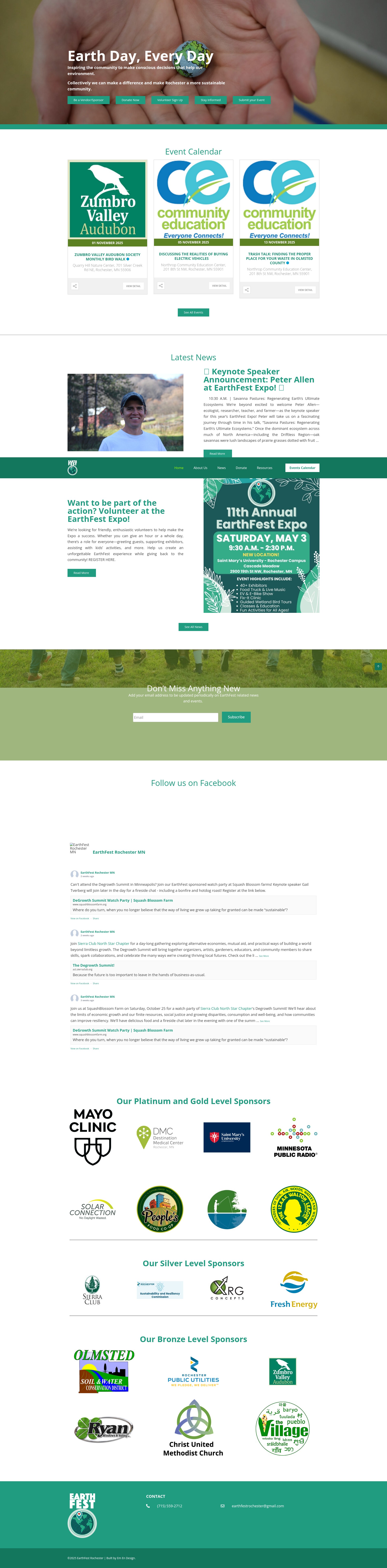 Screenshot of earthfestrochestermn.org