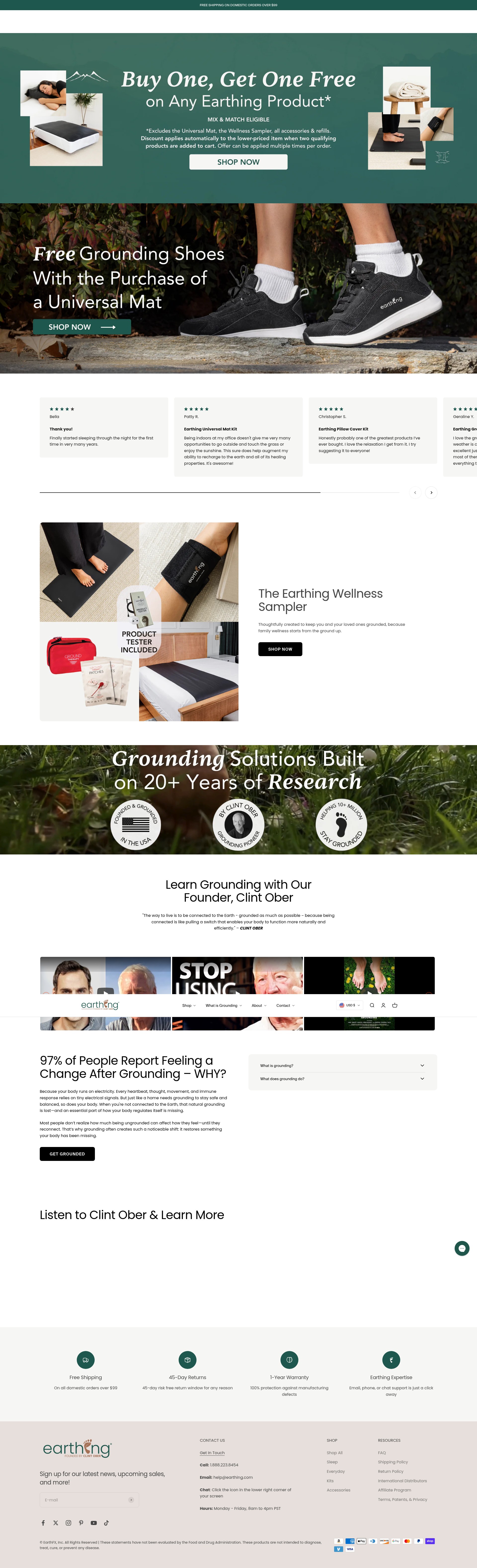Screenshot of earthing.com