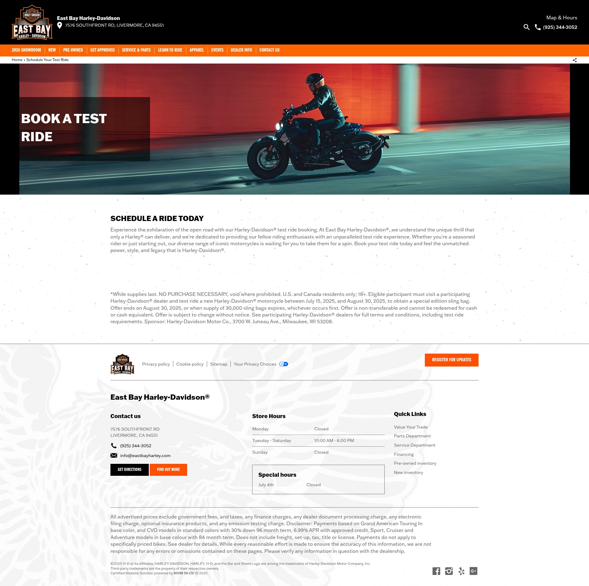 Screenshot of eastbayharley.com