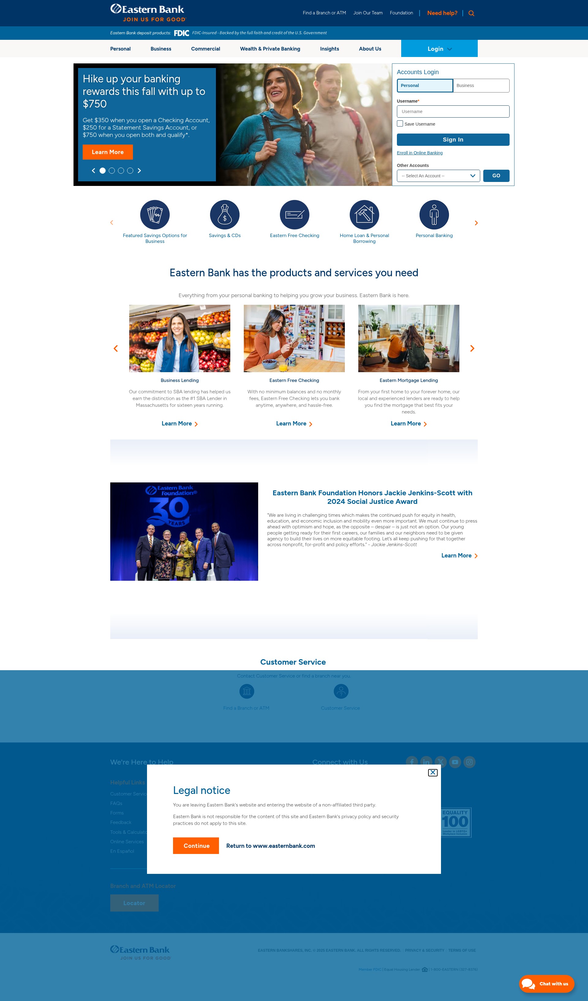 Screenshot of easternbank.com